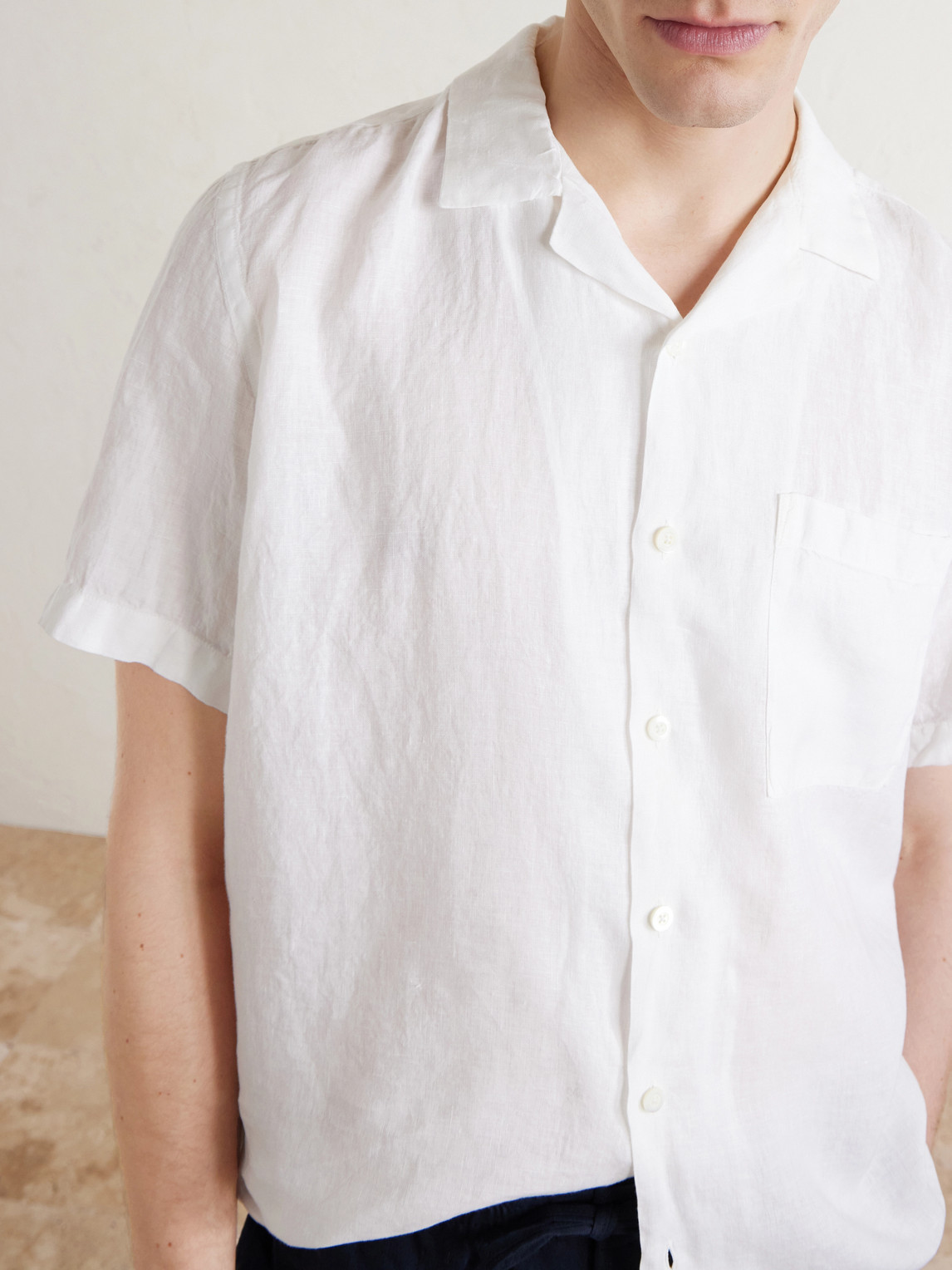 Camp-Collar Linen Shirt