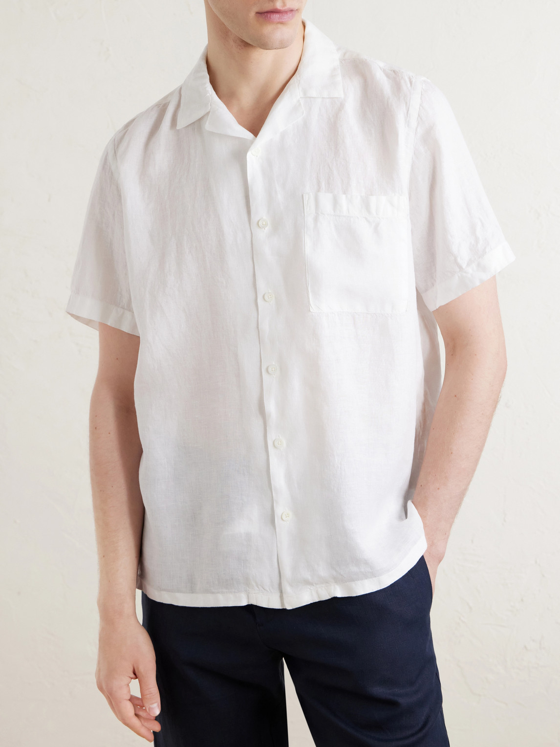 Camp-Collar Linen Shirt