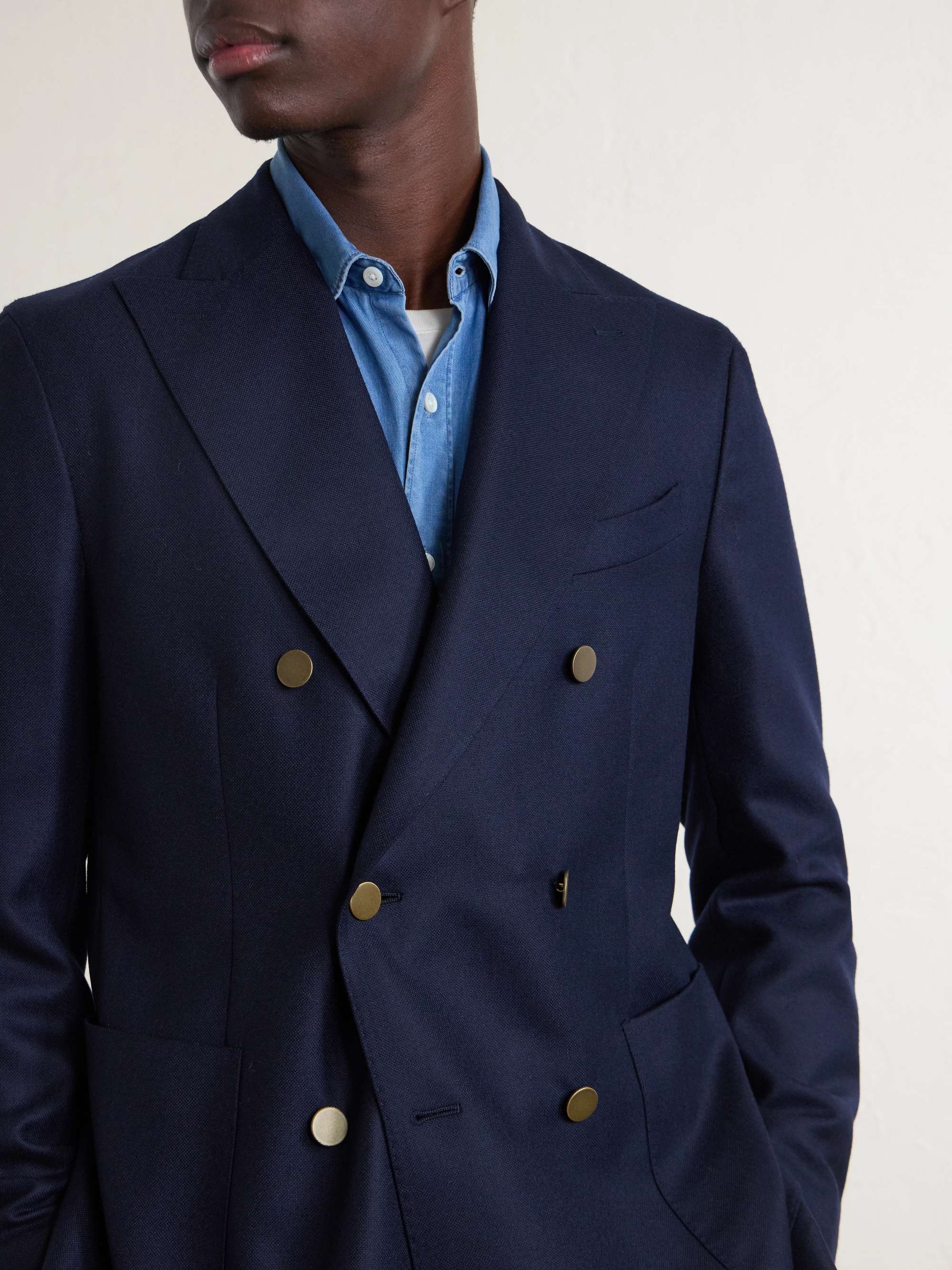BOGLIOLI Double-Breasted Virgin Wool-Hopsack Blazer for Men | MR