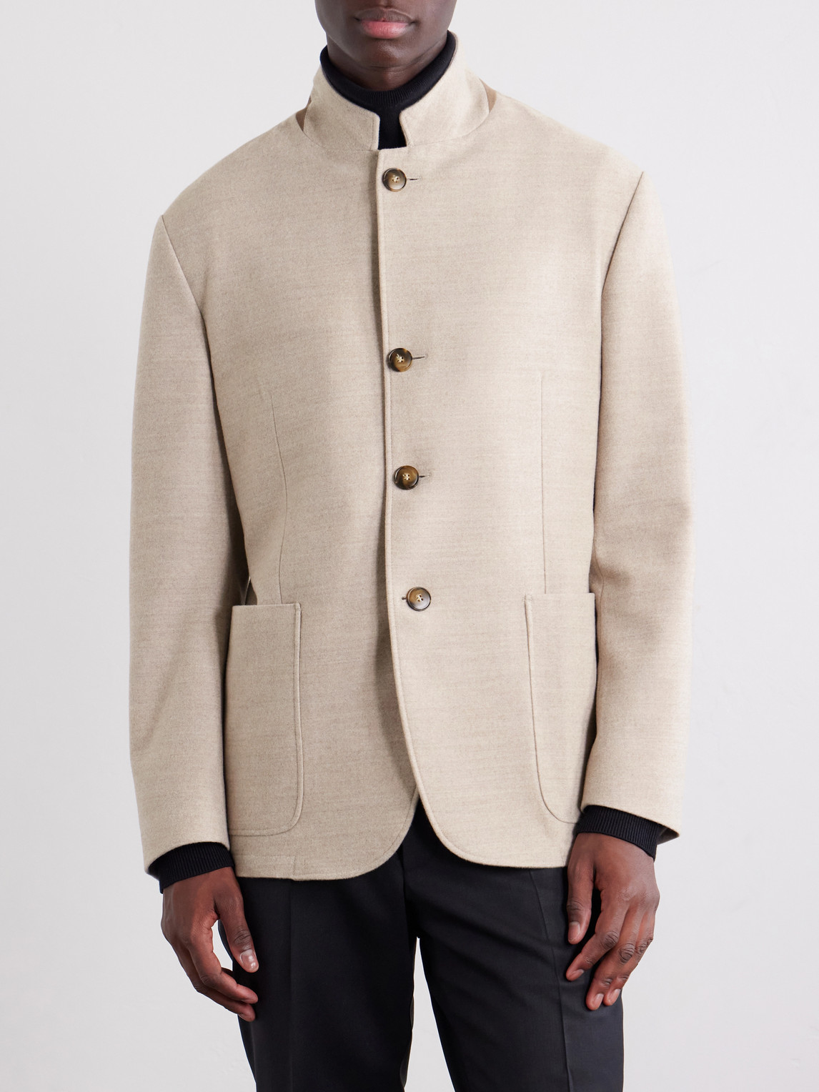 Canali Wool Blazer In Neutral