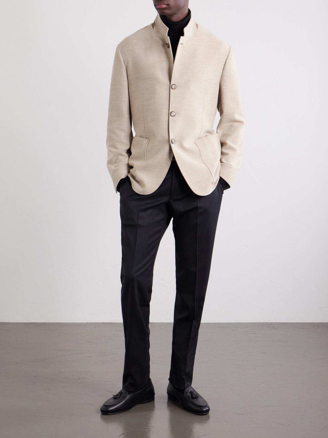 Canali Wool Blazer In Neutral