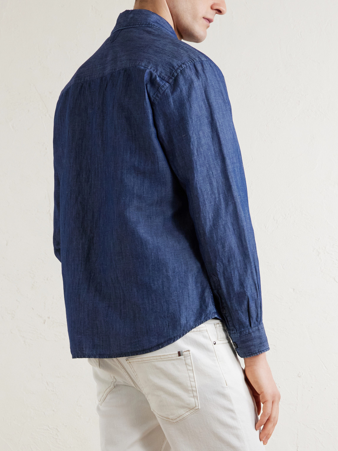 Button-Down Collar Cotton And Linen-Blend Shirt