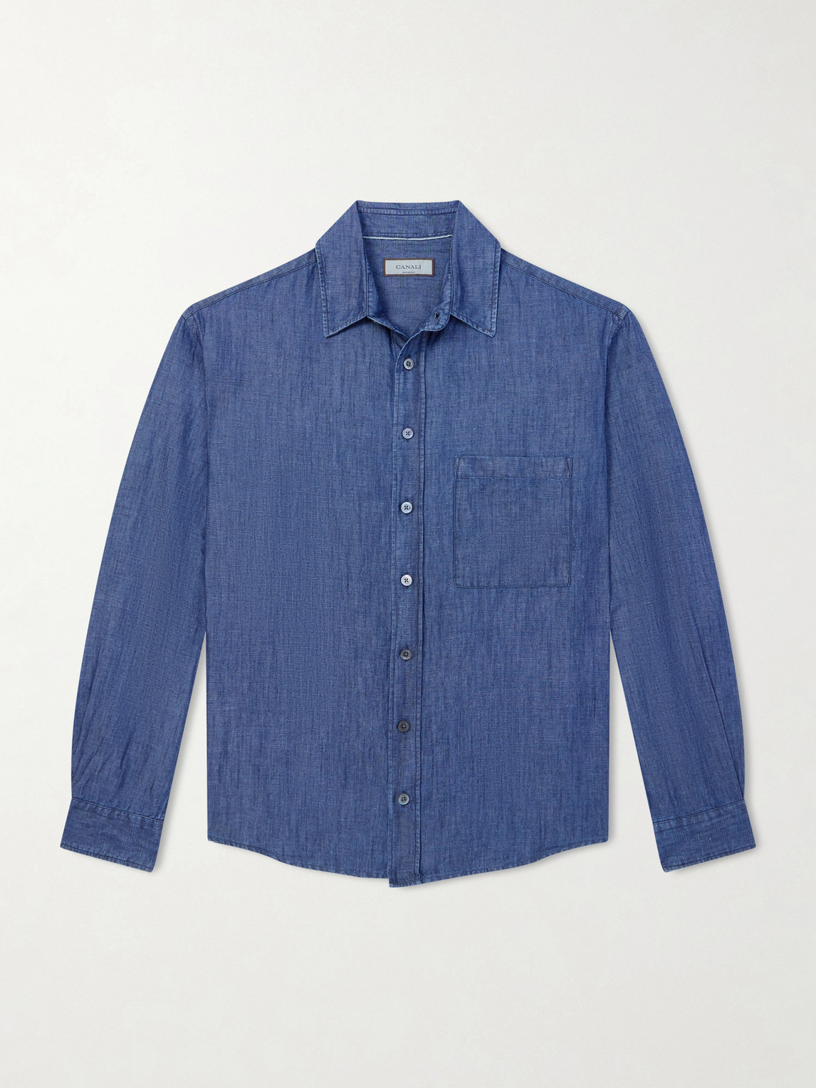 Canali Button-Down Collar Cotton and Linen-Blend Shirten