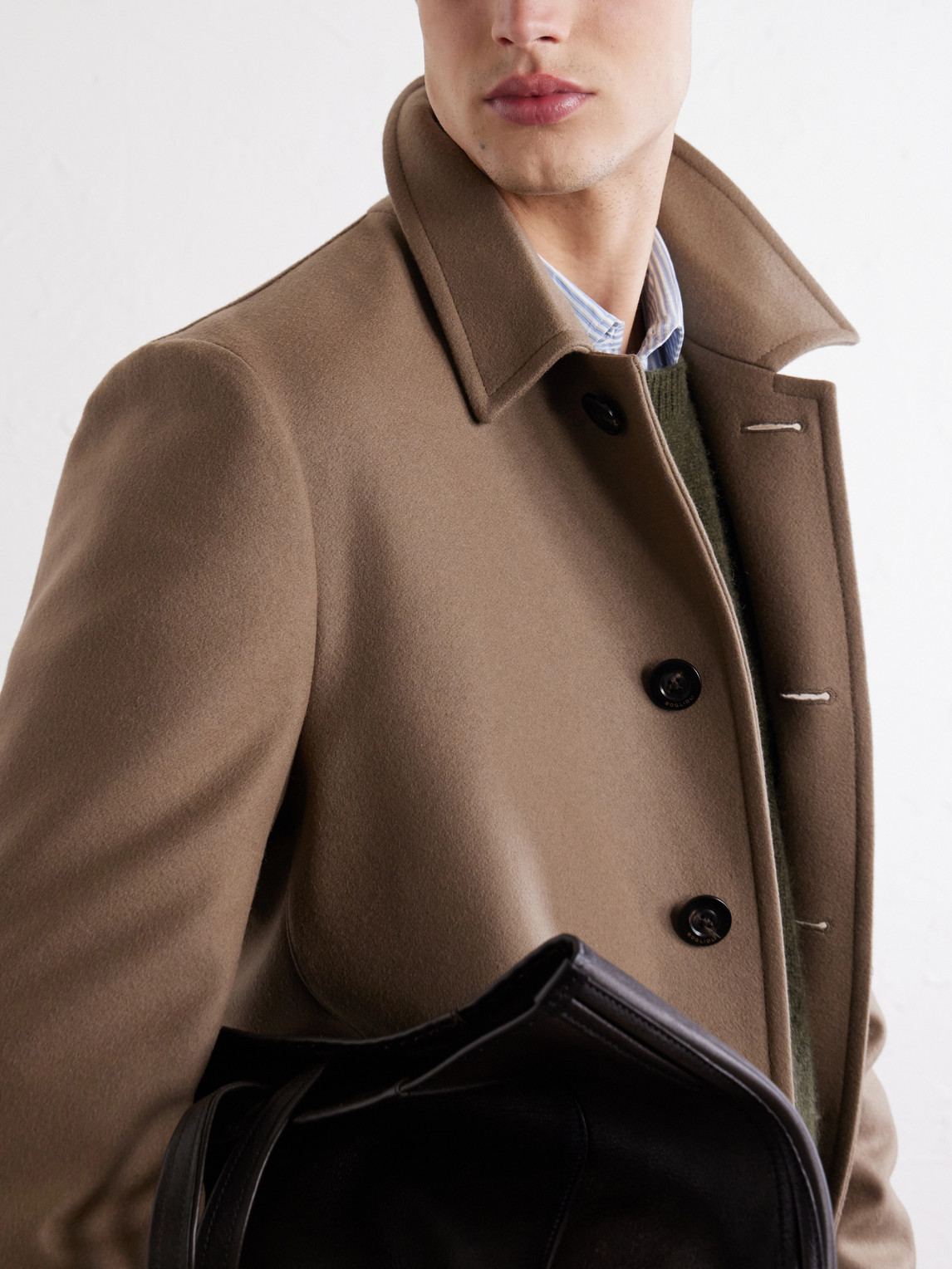 Boglioli Wool-blend Felt Coat In Neutrals