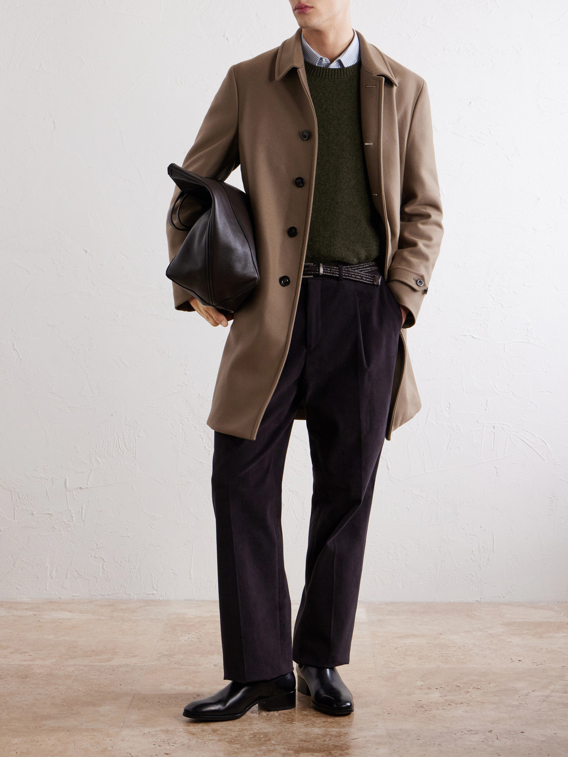 Boglioli Wool-blend Felt Coat In Neutrals