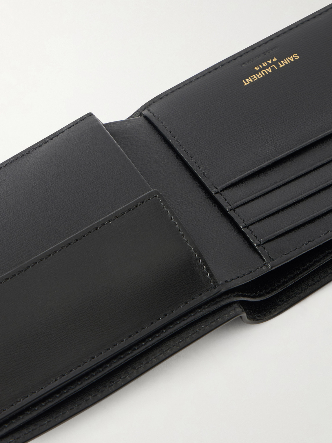  Saint Laurent - Logo-embellished Leather Bifold Wallet With Money Clip - Men - Black 