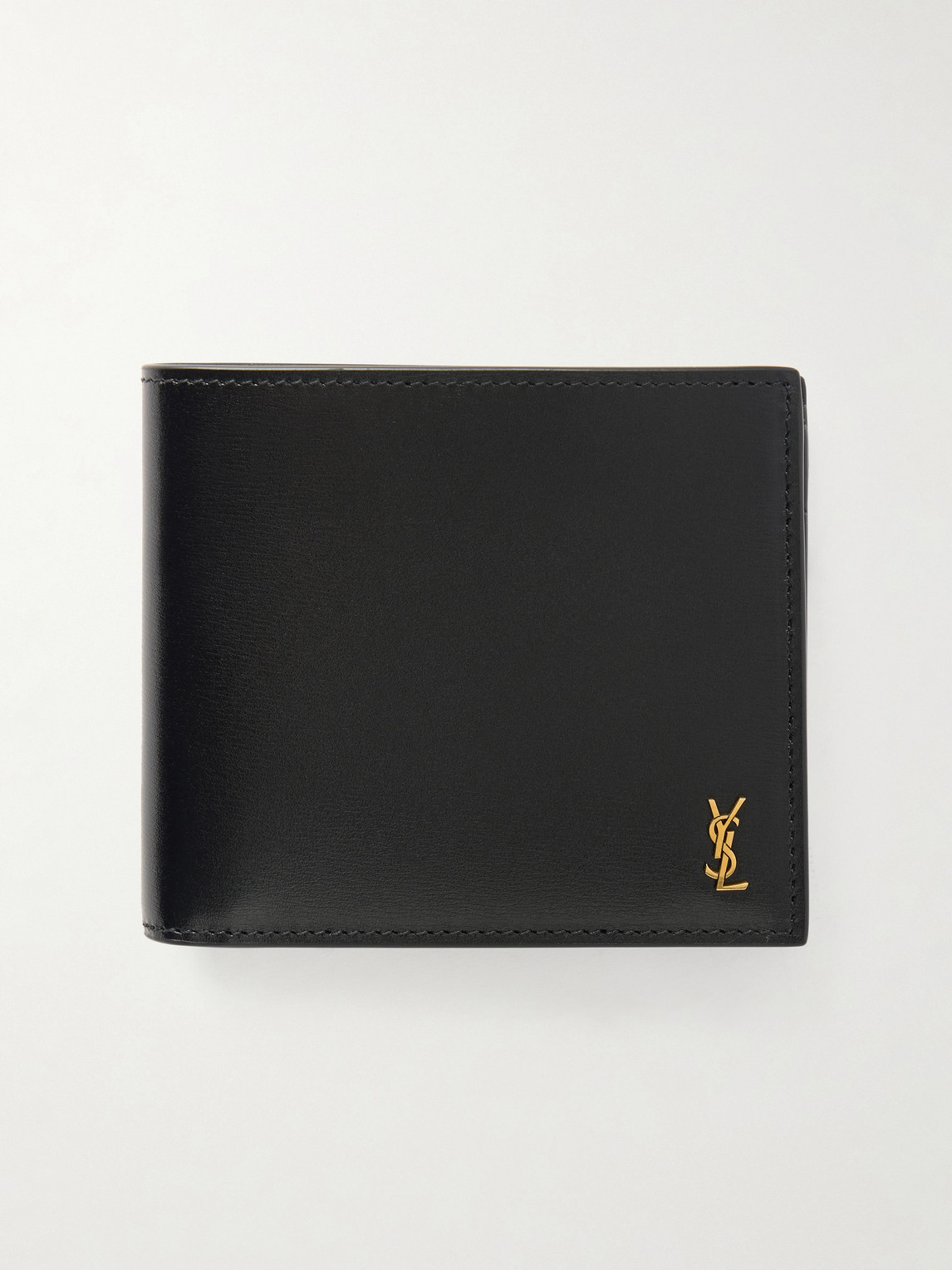 Saint Laurent Logo-embellished Leather Bifold Wallet With Money Clip In Black