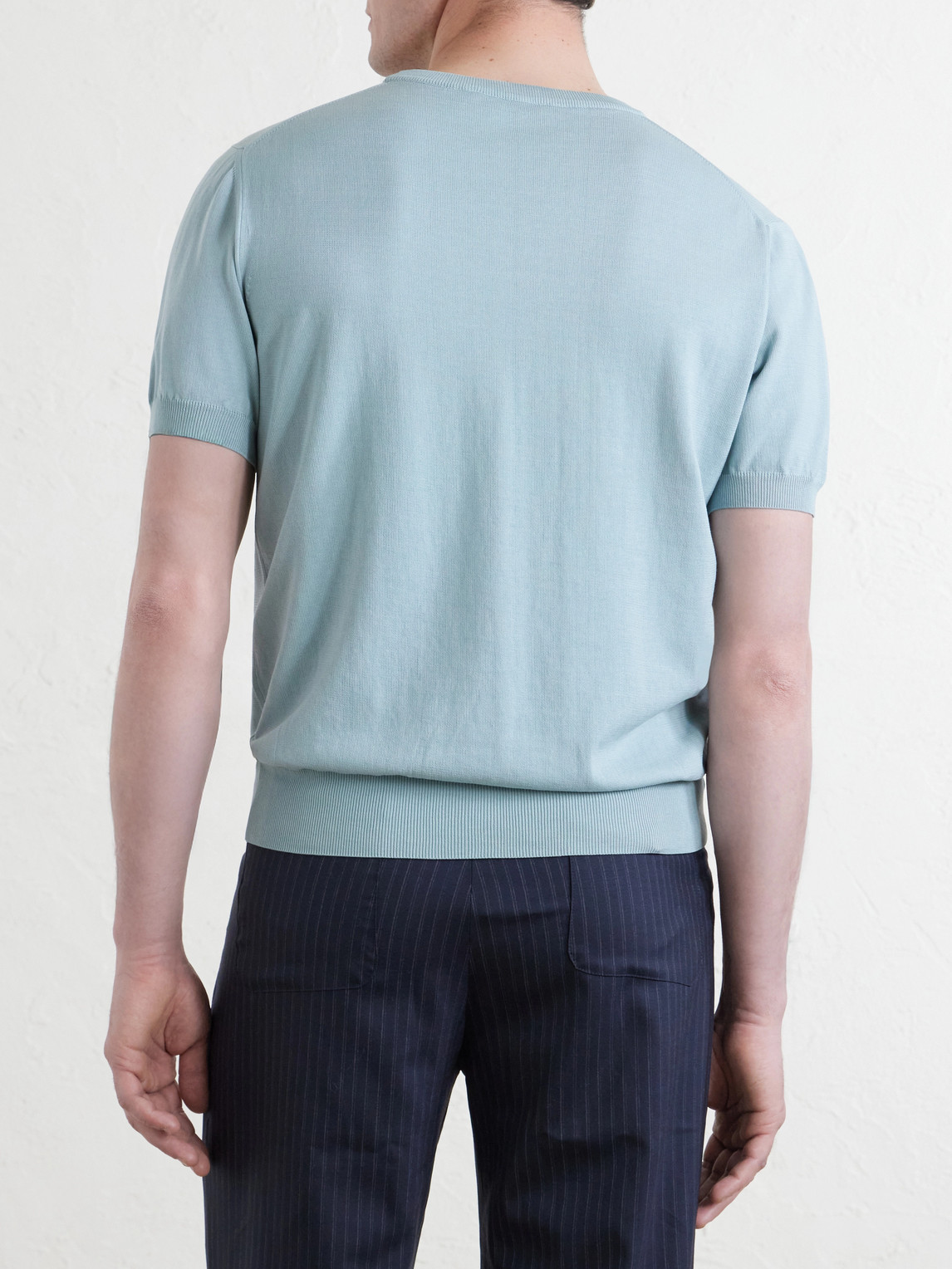  Canali - Knitted Cotton T-shirt - Men - Blue - It 48 