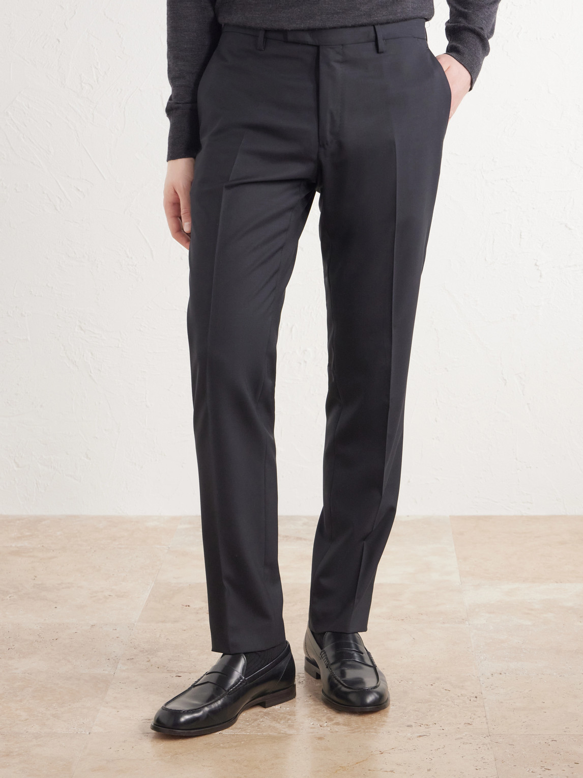 Straight-Leg Wool Suit Trousers