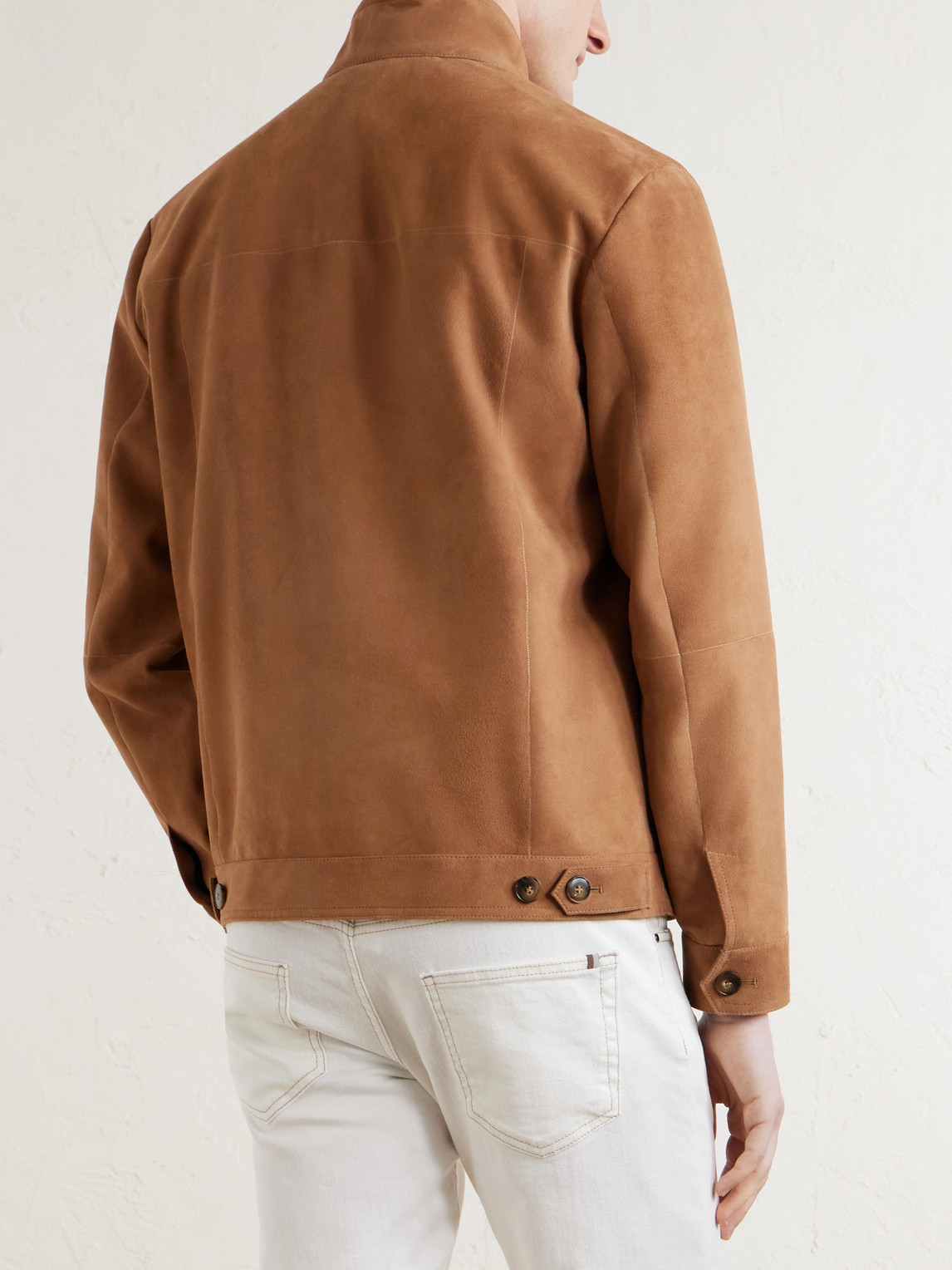  Canali - Suede Harrington Jacket - Men - Brown - It 46 