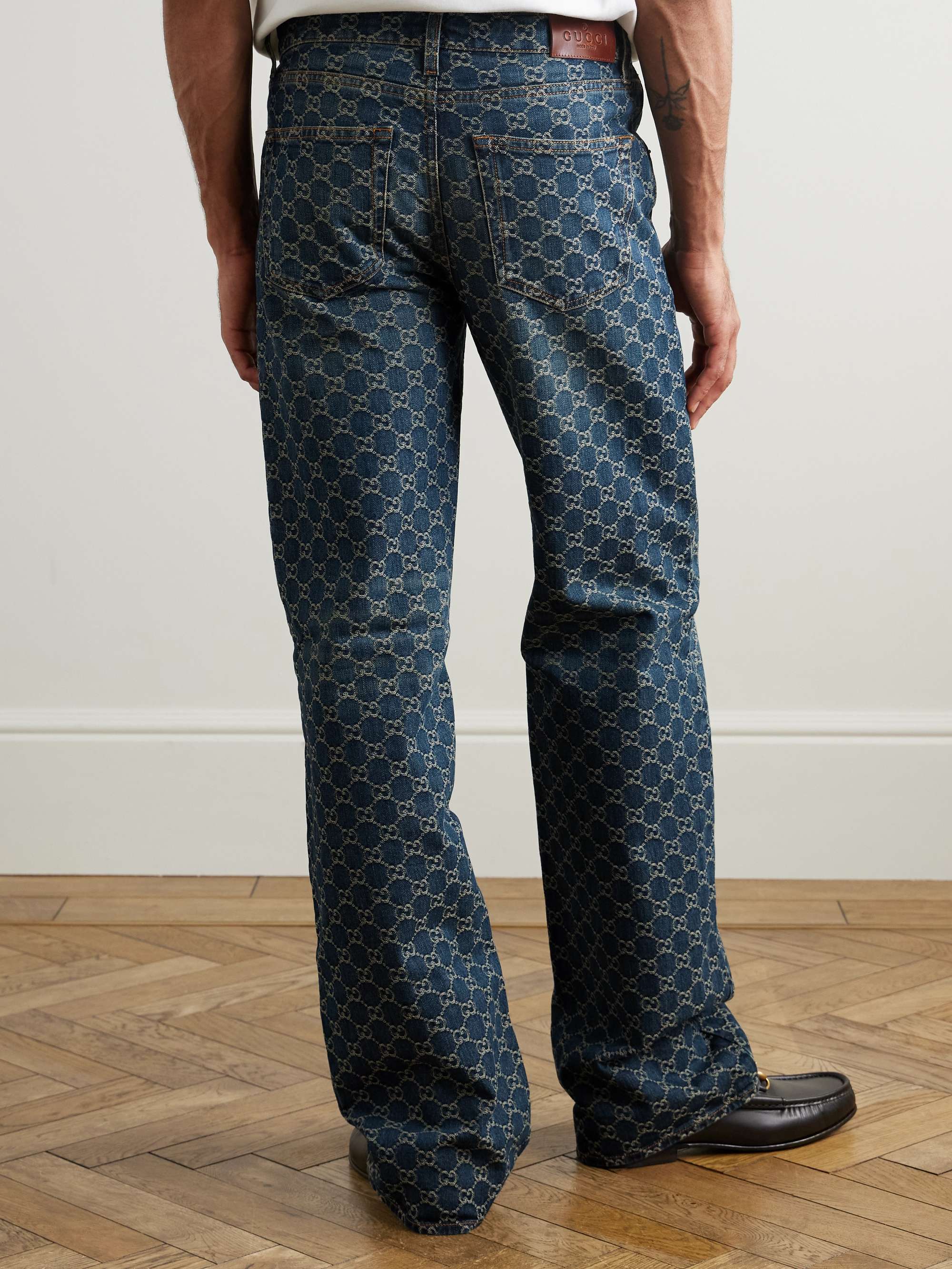 GUCCI Straight-Leg Logo-Jacquard Jeans for Men | MR PORTER