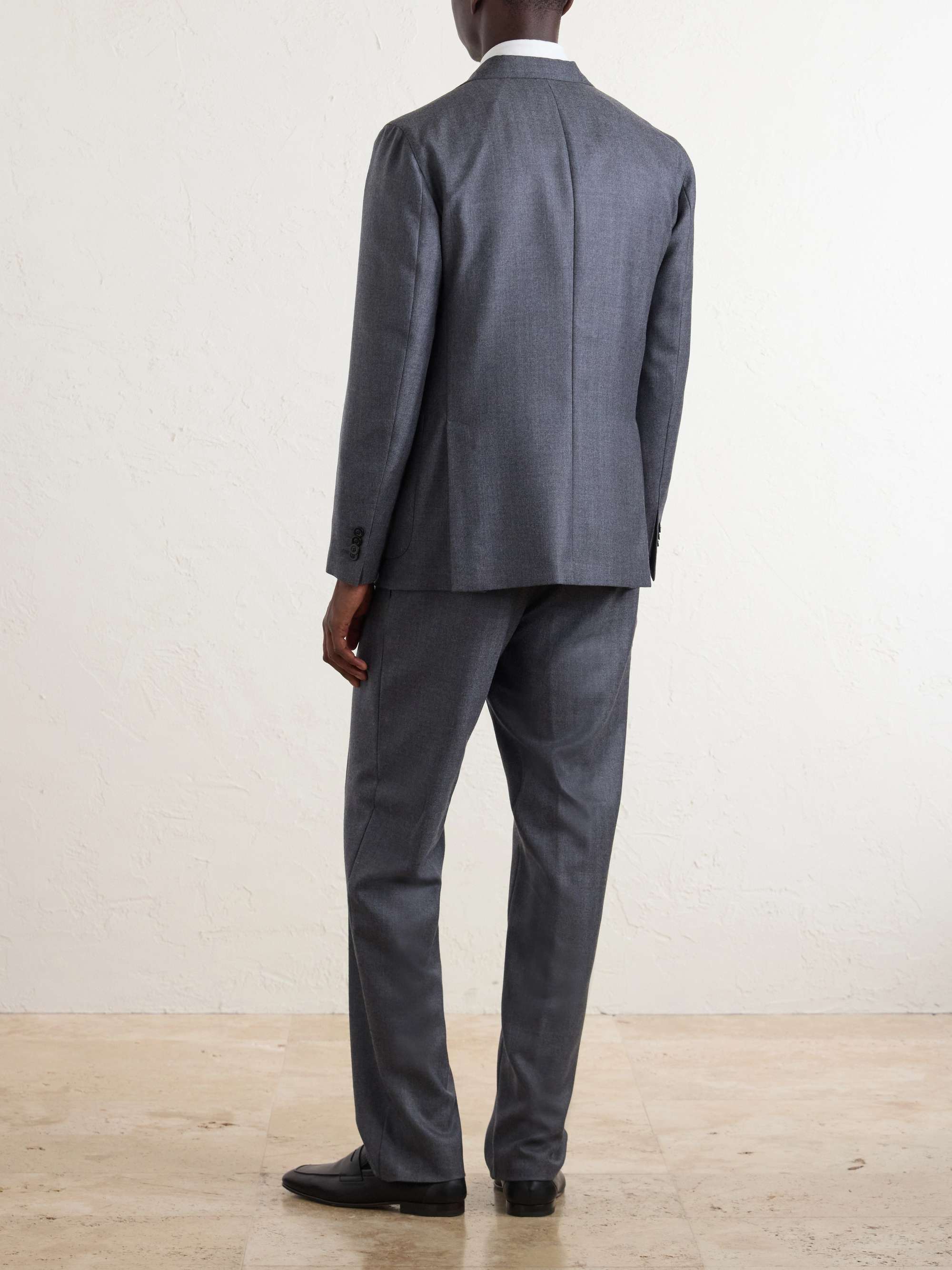 BOGLIOLI Double-Breasted Herringbone Virgin Wool Suit Jacket for