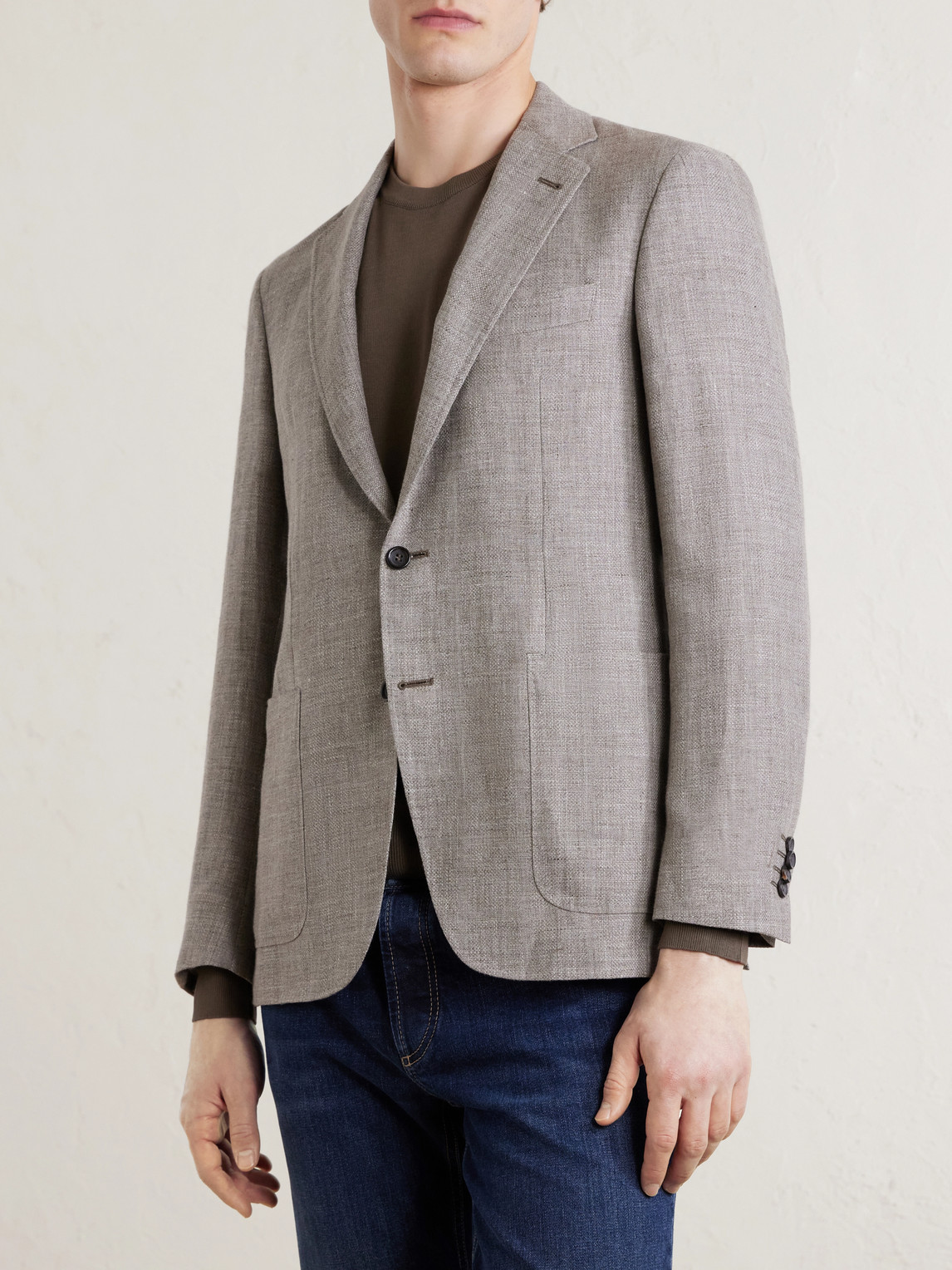  Canali - Kei Linen And Wool-blend Blazer - Men - Neutrals - It 46 