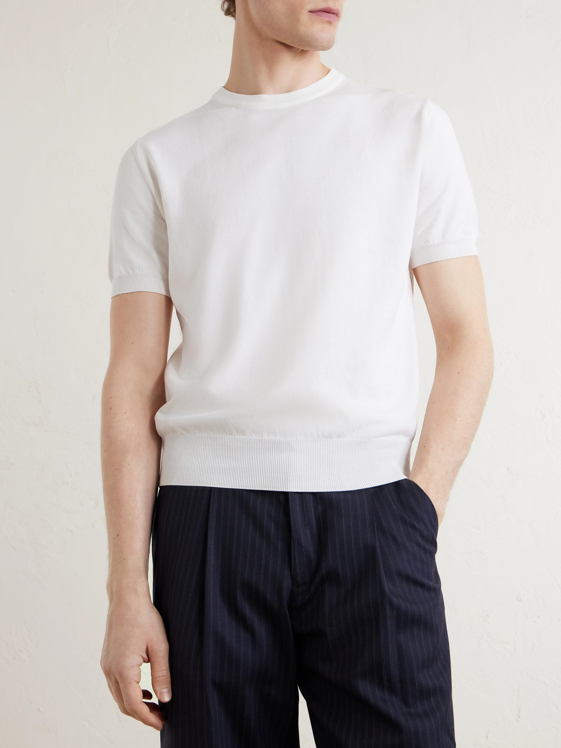 Canali Plain Cotton-jersey T-shirt In Red