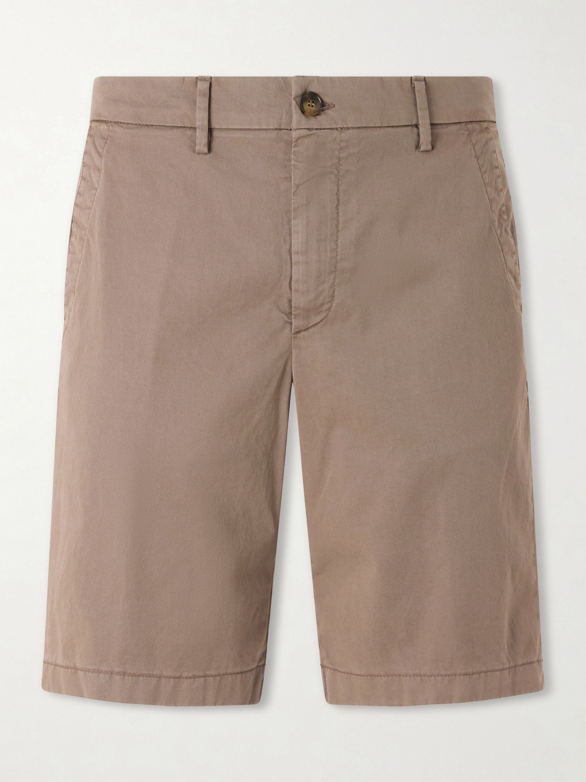 Canali Straight-leg Stretch Cotton-blend Gabardine Shorts In Neutral