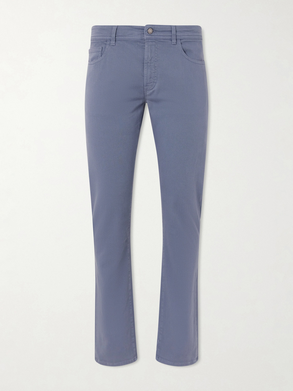 Canali Straight-leg Garment-dyed Stretch Jeans In Blue