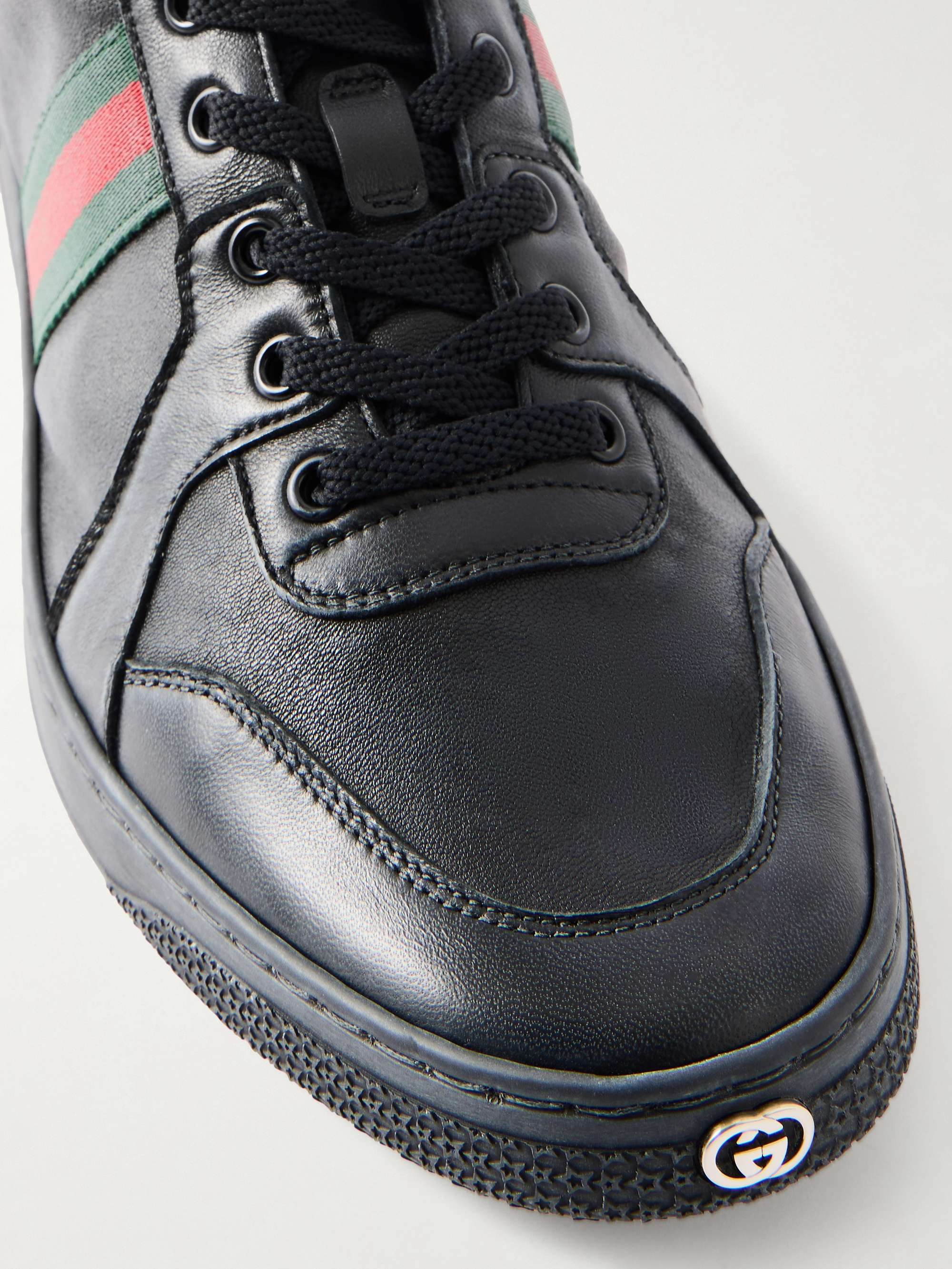 GUCCI Coda Webbing-Trimmed Leather Sneakers for Men | MR PORTER