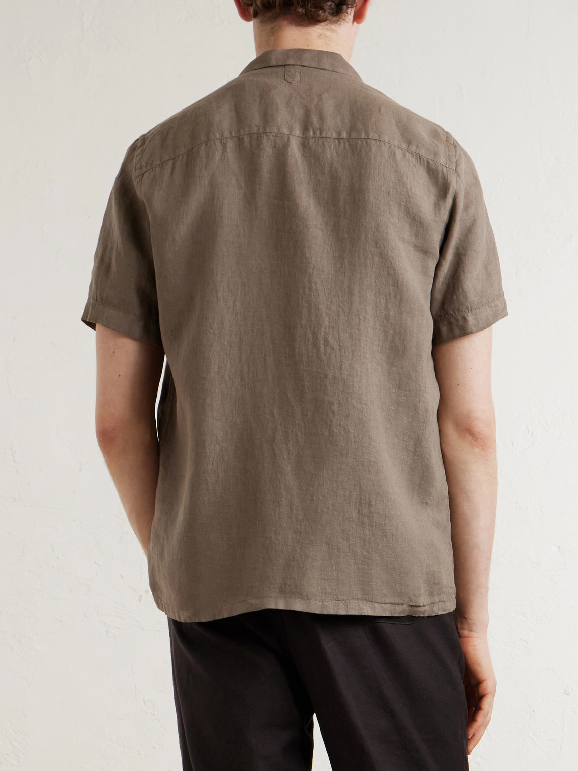  Canali - Camp-collar Linen Shirt - Men - Brown - M 