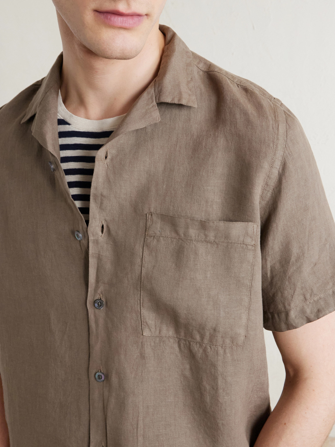 Camp-Collar Linen Shirt