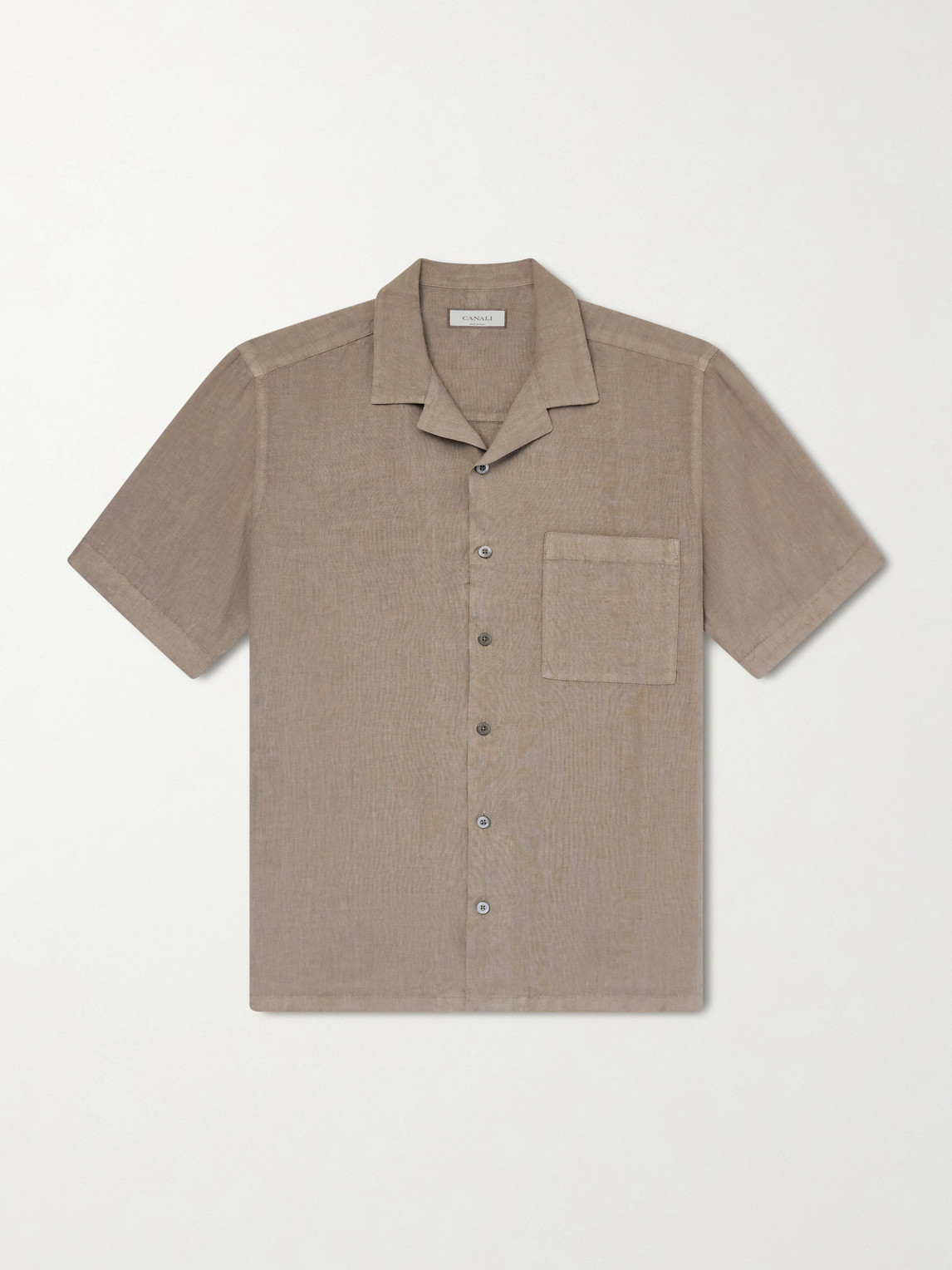 Canali Camp-Collar inen Shirt - Men