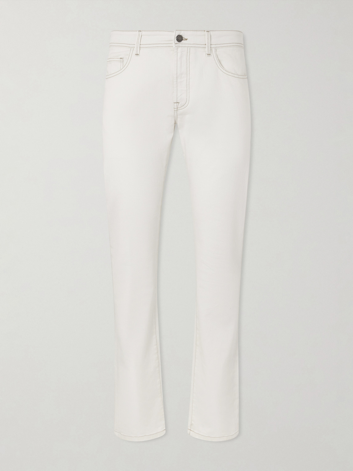 Canali Slim-fit Straight-leg Jeans In White