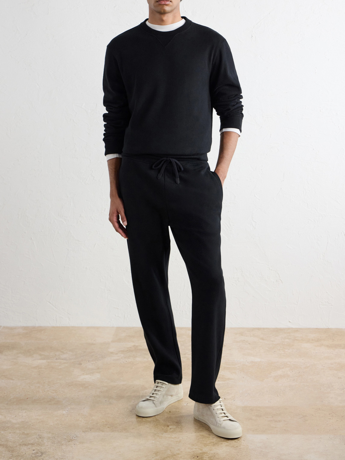 Straight-Leg Cotton And Cashmere-Blend Jersey Drawstring Sweatpants