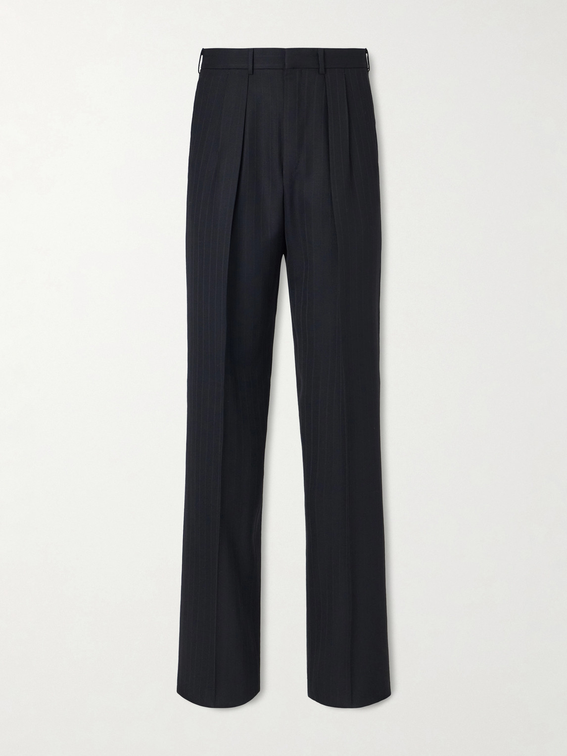 Tom Ford Straight-Leg Pleated Striped Grain de Poudre Wool Trousers - Men