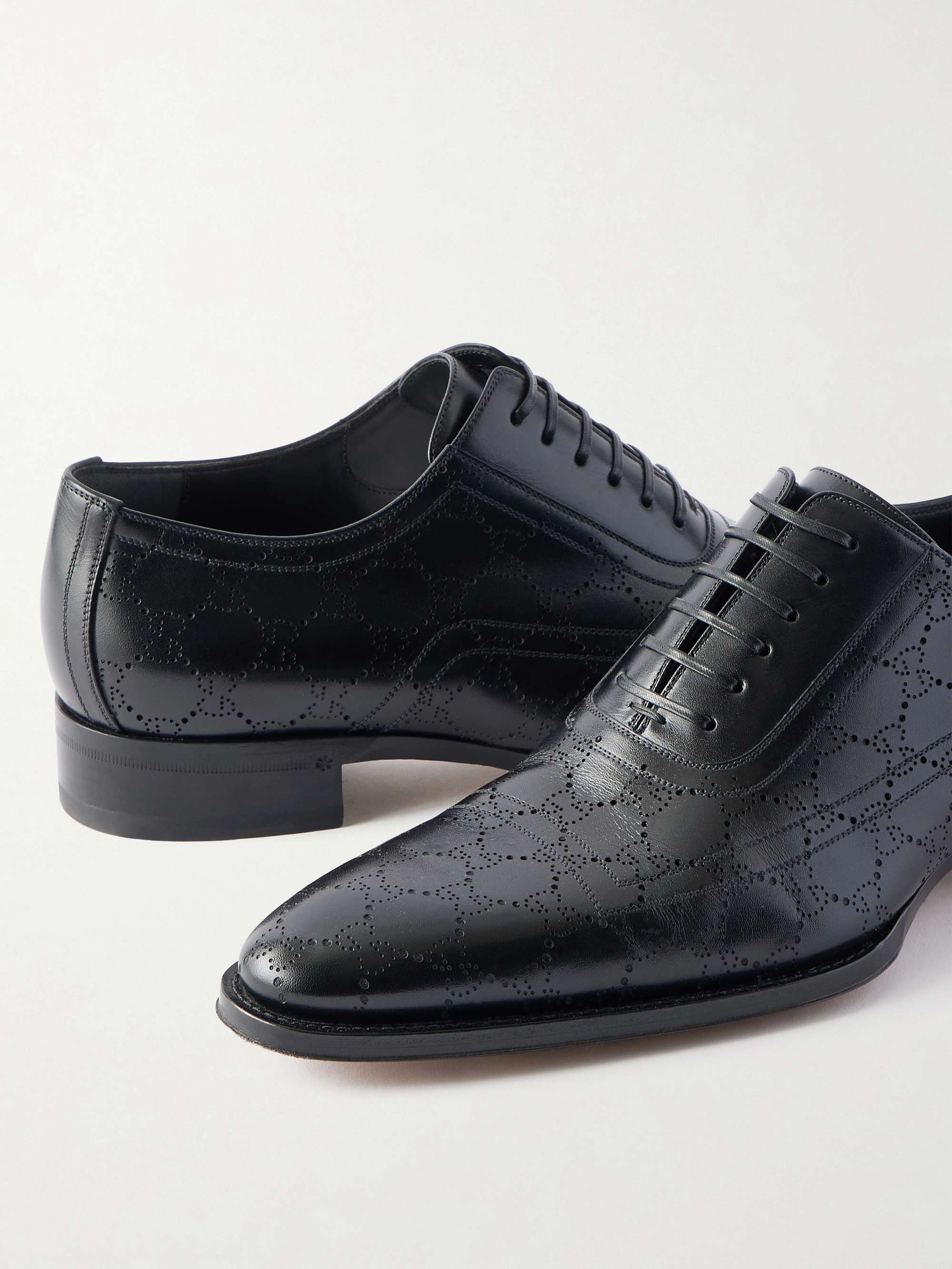 GUCCI Laser-Cut Leather Oxford Shoes for Men | MR PORTER