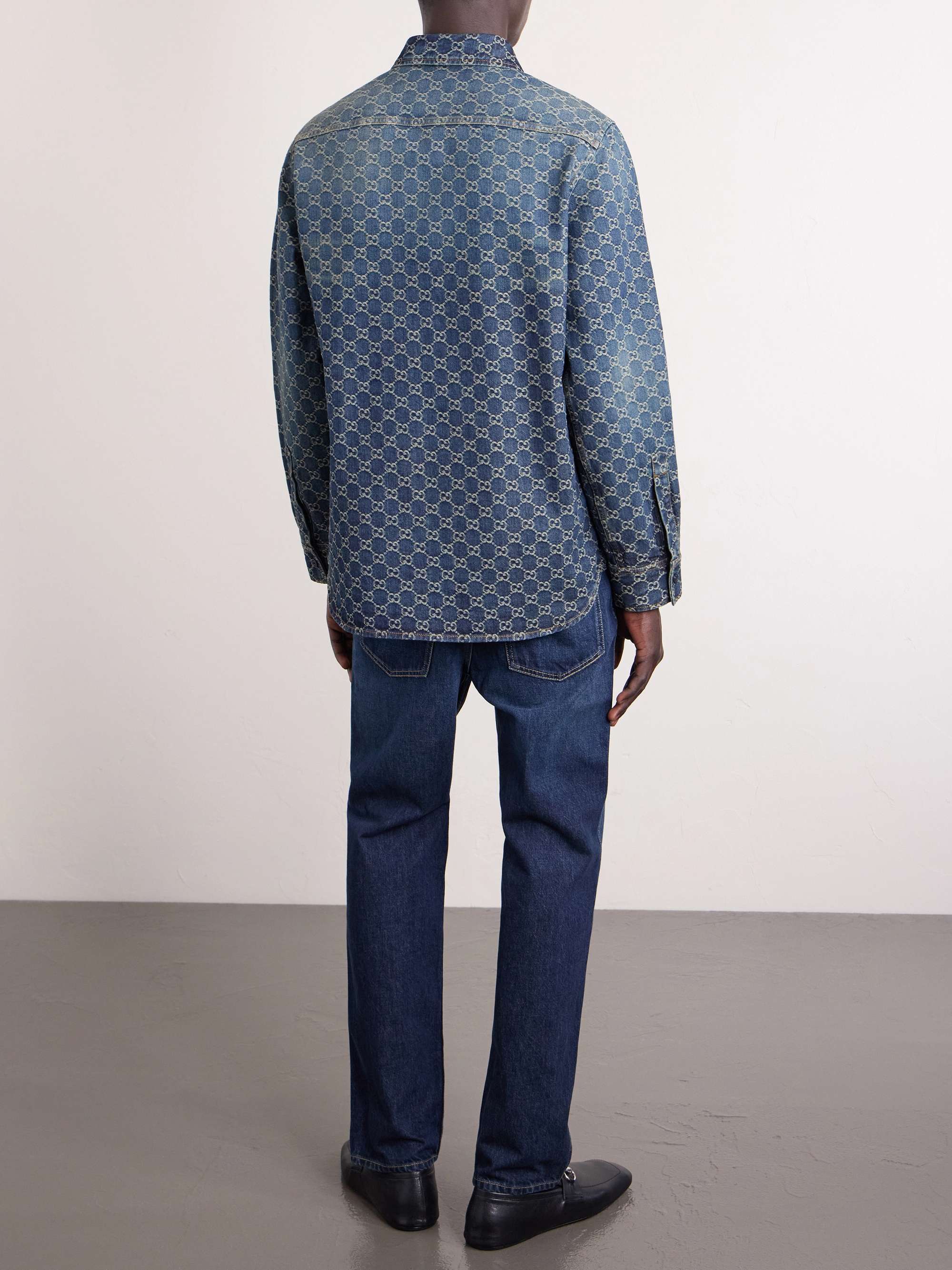 GUCCI グッチ GG DENIM JACQUARD TOP デニム ジャガード 半袖 シャツ インディゴ 788680 XDCZE 中古・古着通販】GUCCI (グッチ) GGジャガードデニムシャツ インディゴ