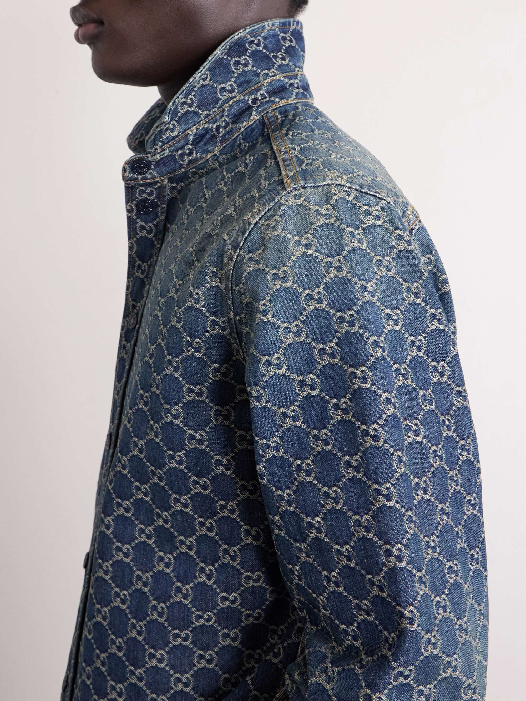 GUCCI グッチ GG DENIM JACQUARD TOP デニム ジャガード 半袖 シャツ インディゴ 788680 XDCZE 中古・古着通販】GUCCI (グッチ) GGジャガードデニムシャツ インディゴ