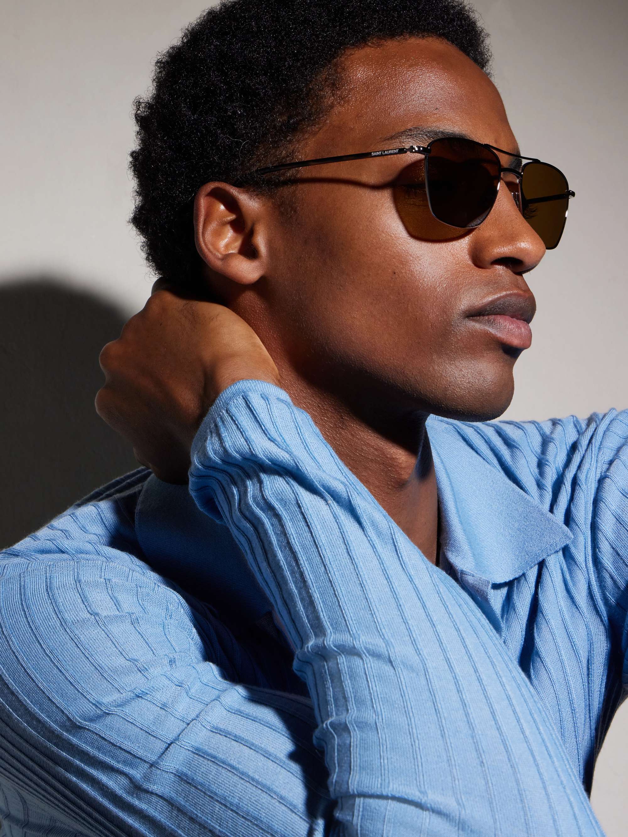 SAINT LAURENT EYEWEAR Aviator-Style Silver-Tone Sunglasses  display picture 2