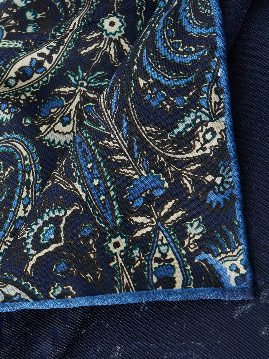  Dunhill - Printed Silk-satin Pocket Square - Men - Blue 