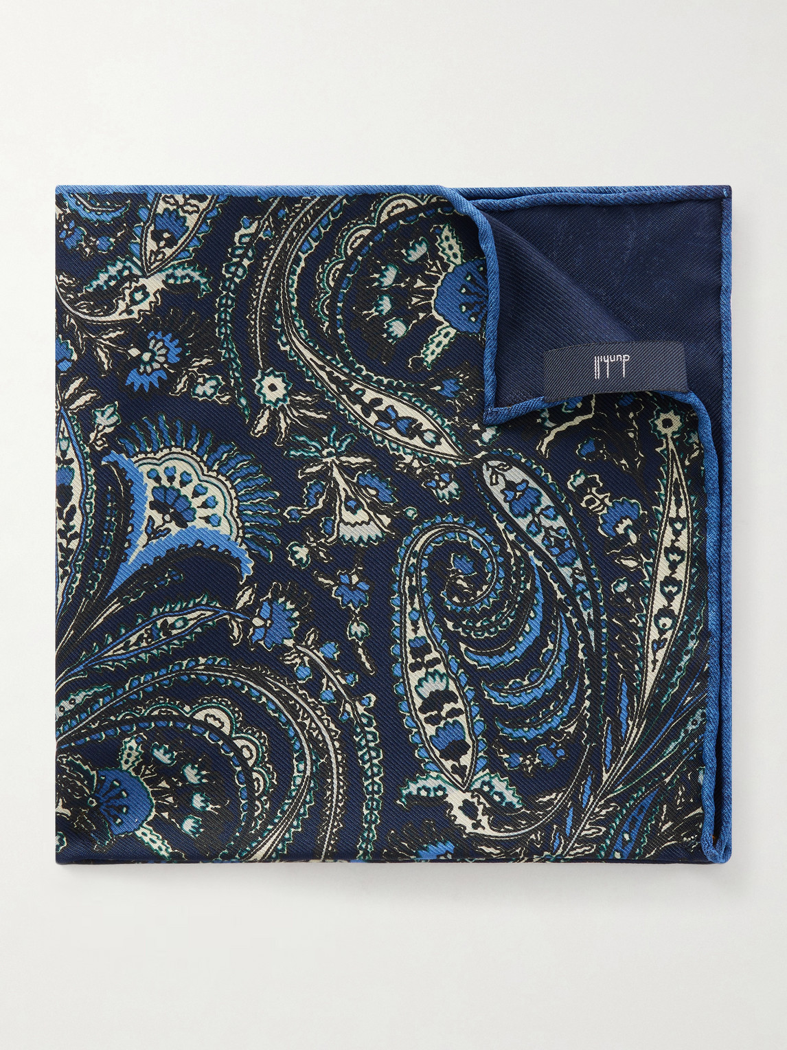 Dunhill Printed Silk-satin Pocket Square In Blue