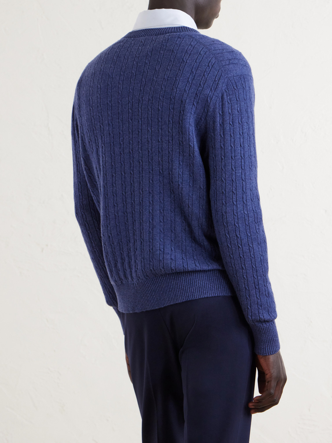  Dunhill - Ribbed Cashmere Sweater - Men - Blue - S 