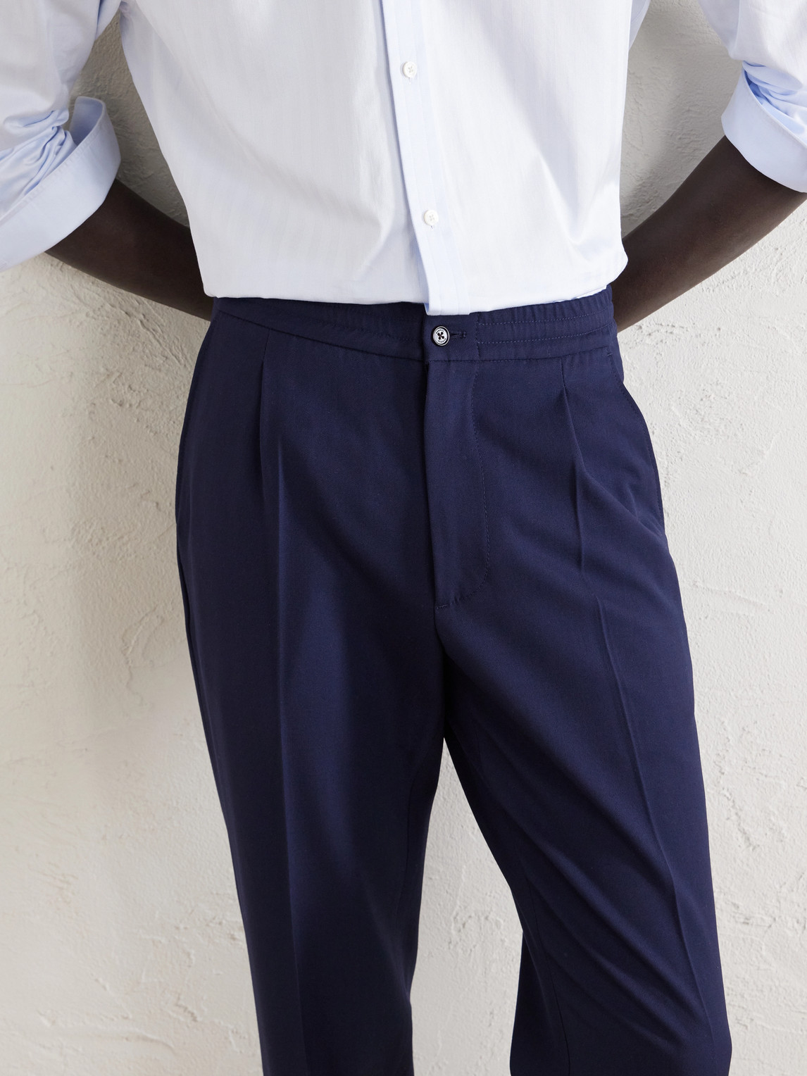 Straight-Leg Pleated Virgin Wool-Twill Trousers