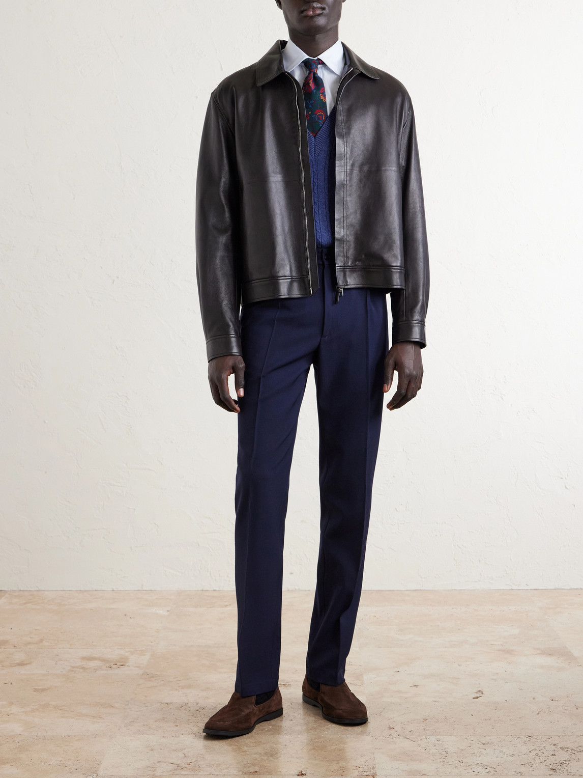 Straight-Leg Pleated Virgin Wool-Twill Trousers