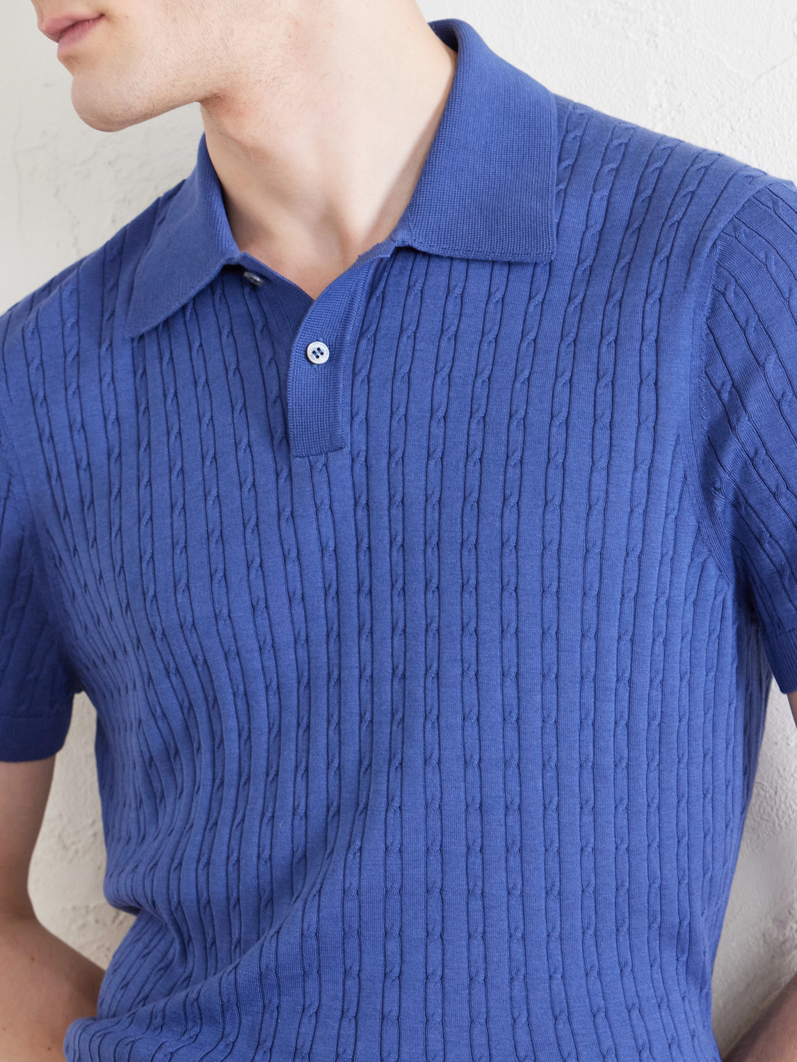 Cable-Knit Cotton And Mulberry Silk-Blend Polo Shirt