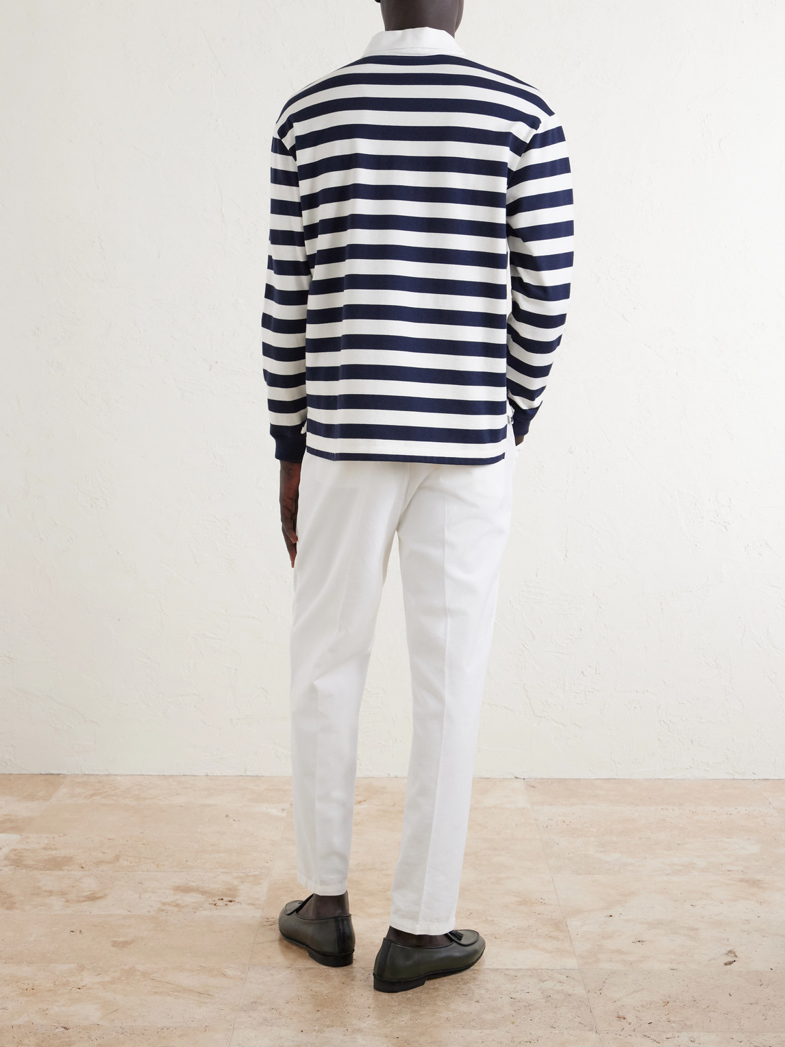 Striped Cotton And Cashmere Polo Shirt