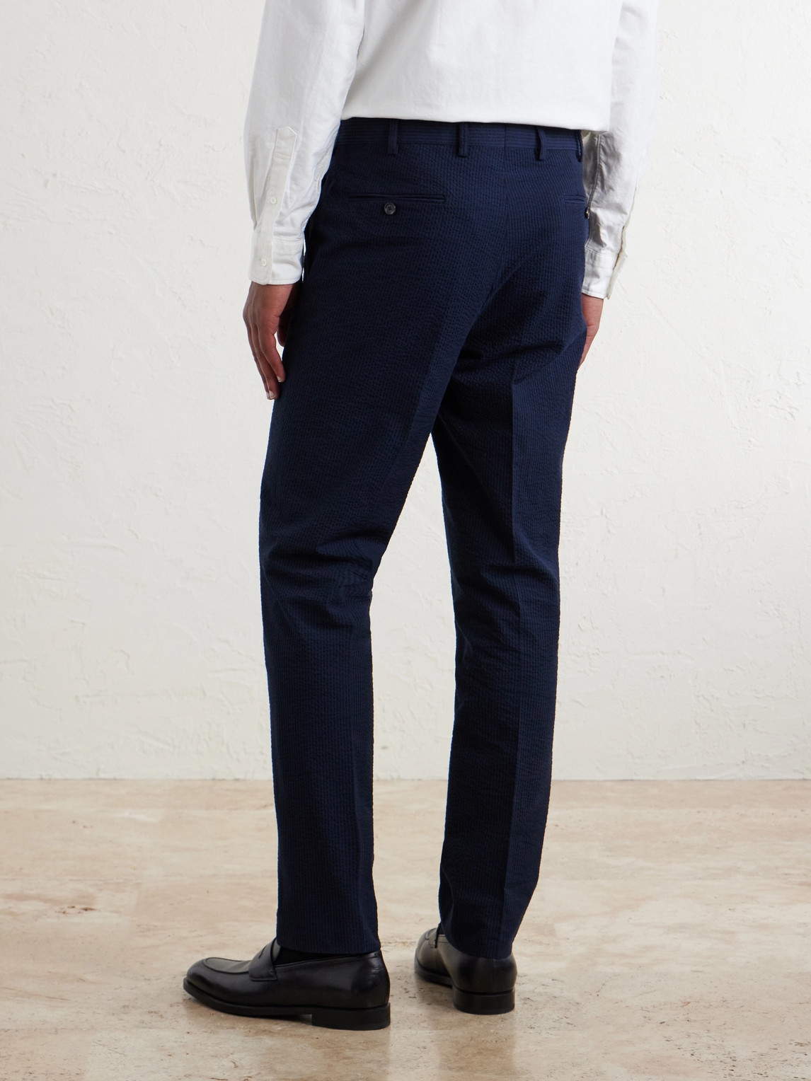 Straight-Leg Cotton-Seersucker Suit Trousers