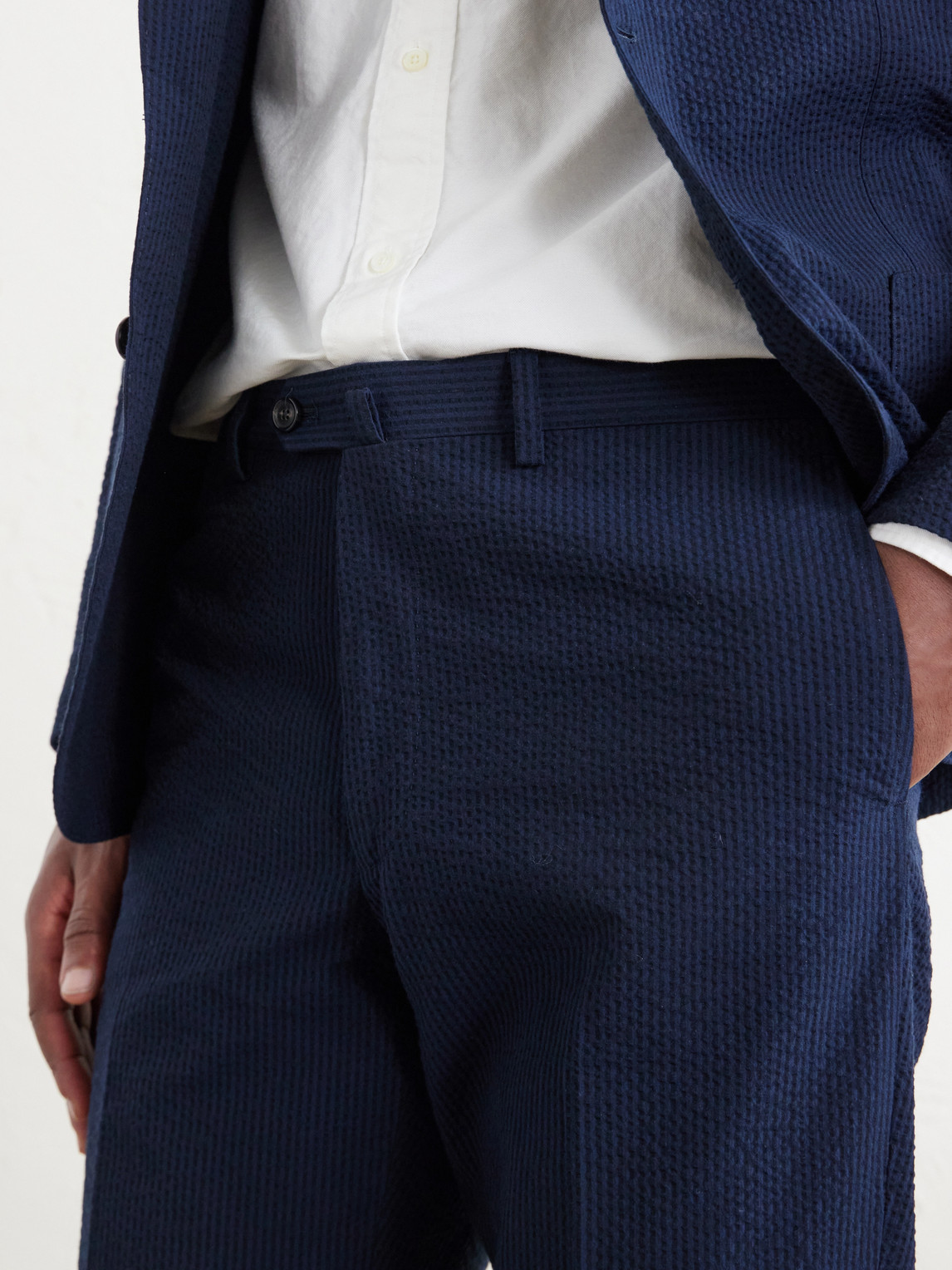 Straight-Leg Cotton-Seersucker Suit Trousers