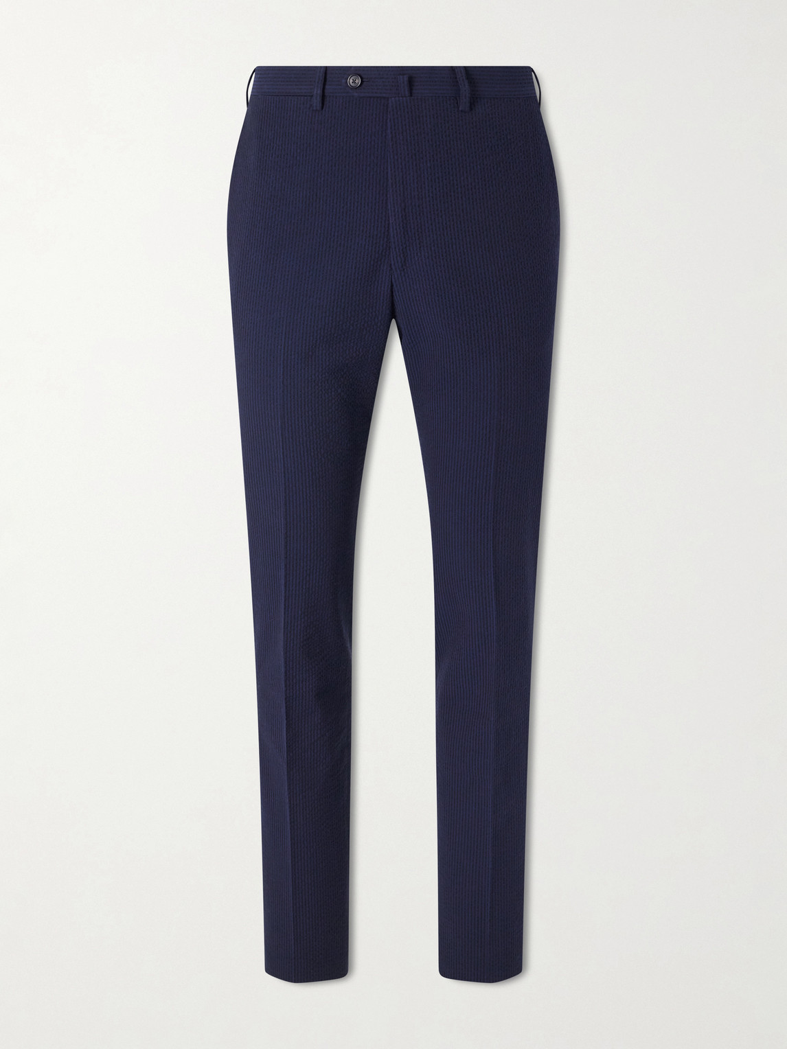De Petrillo Straight-leg Cotton-seersucker Suit Trousers In Blue