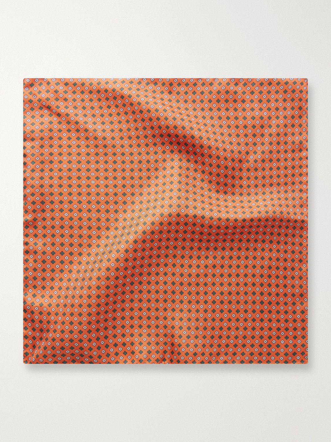  De Petrillo - Printed Silk-twill Pocket Square - Men - Orange 