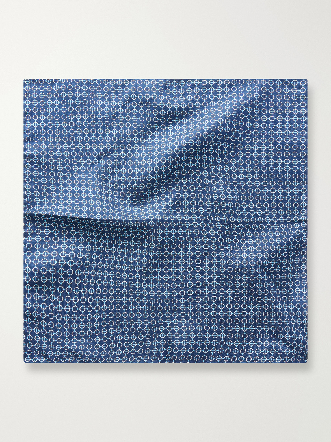  De Petrillo - Printed Silk-twill Pocket Square - Men - Blue 