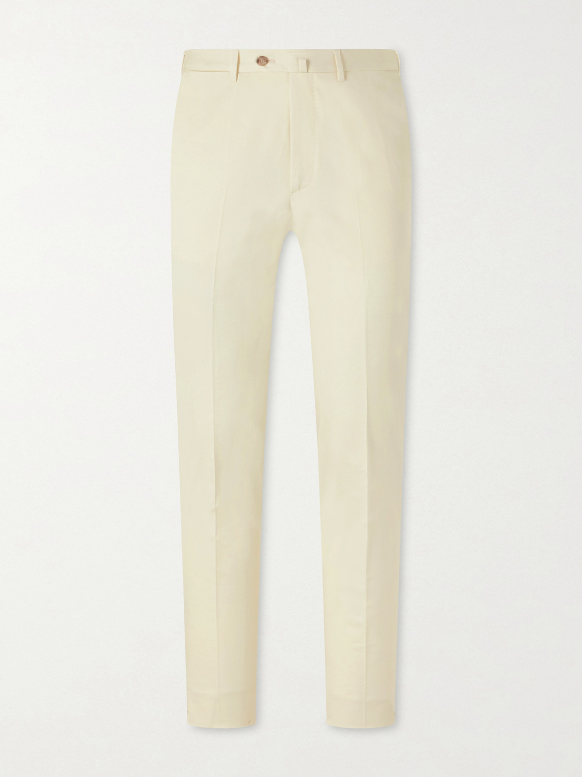 De Petrillo Tapered Cotton-twill Suit Trousers In Neutral