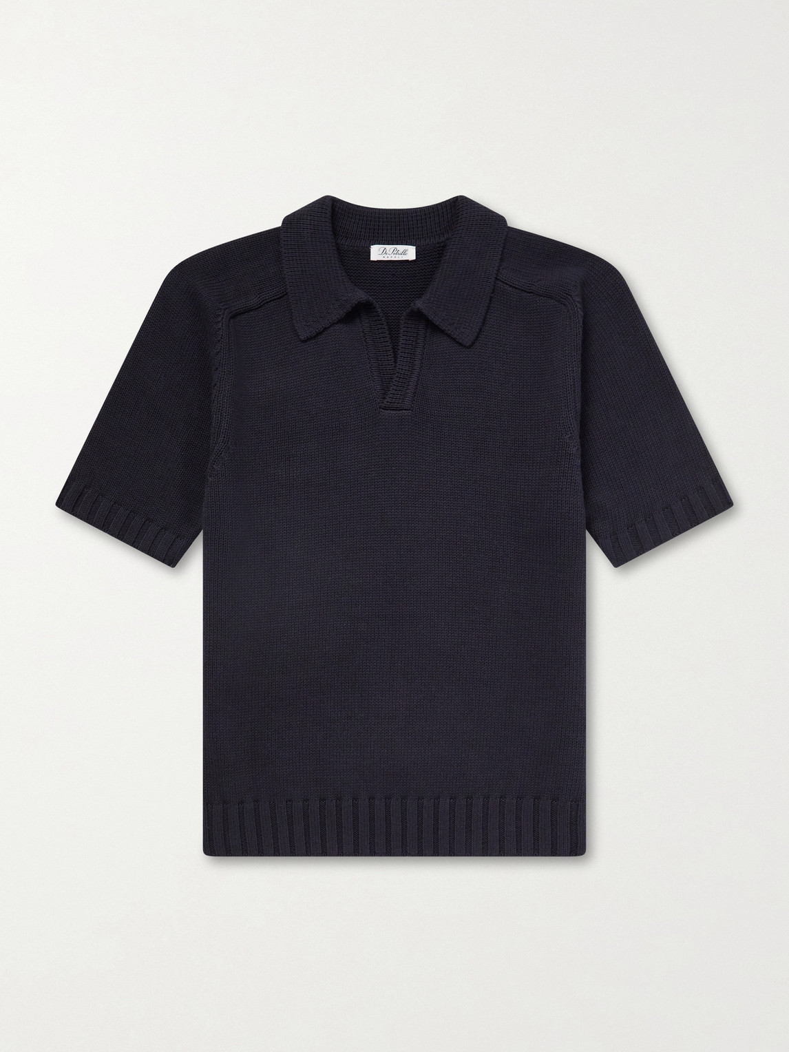 De Petrillo Knitted Cotton Polo Shirt In Blue