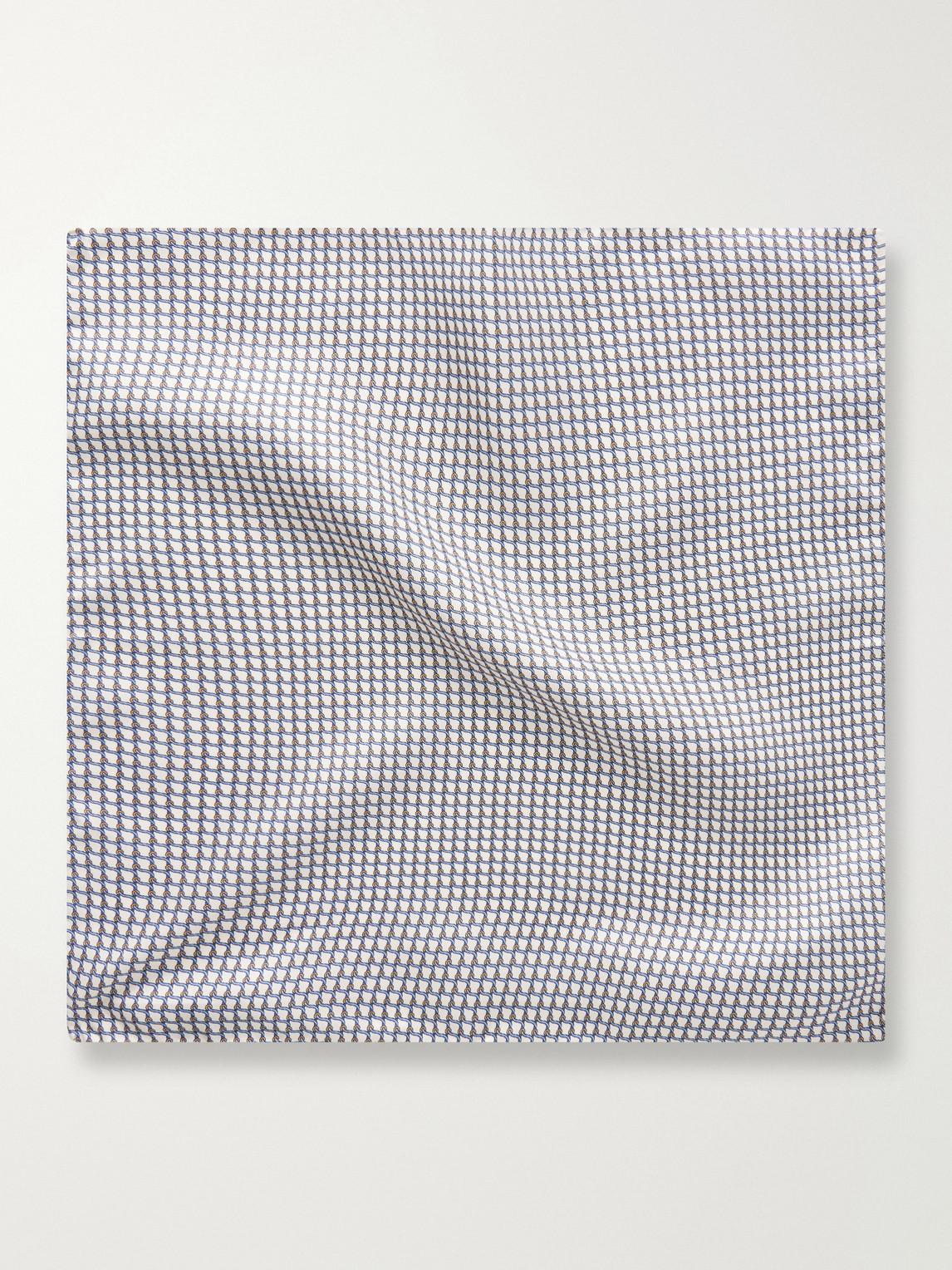  De Petrillo - Printed Silk-twill Pocket Square - Men - Blue 