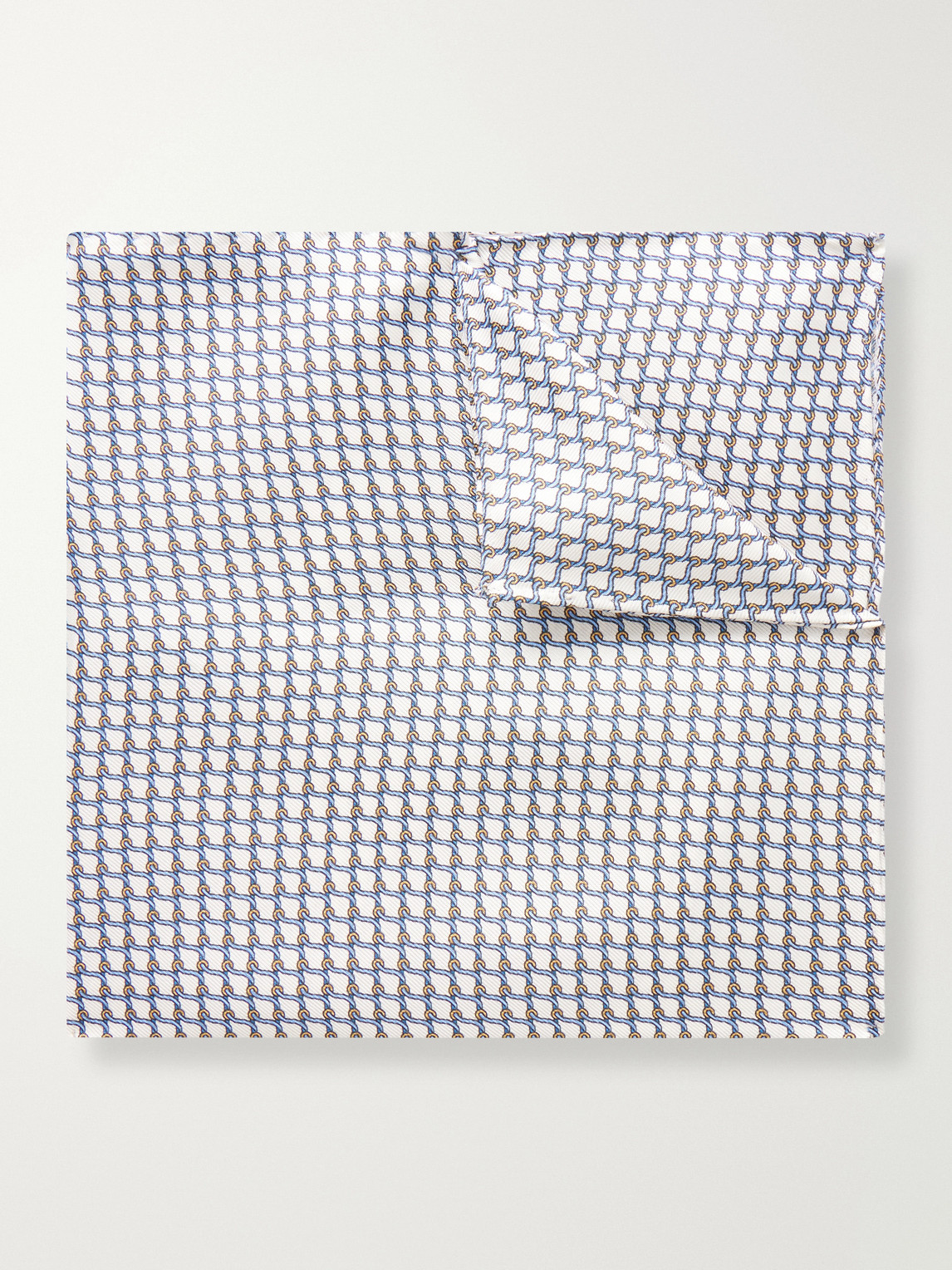 De Petrillo Printed Silk-twill Pocket Square In Orange