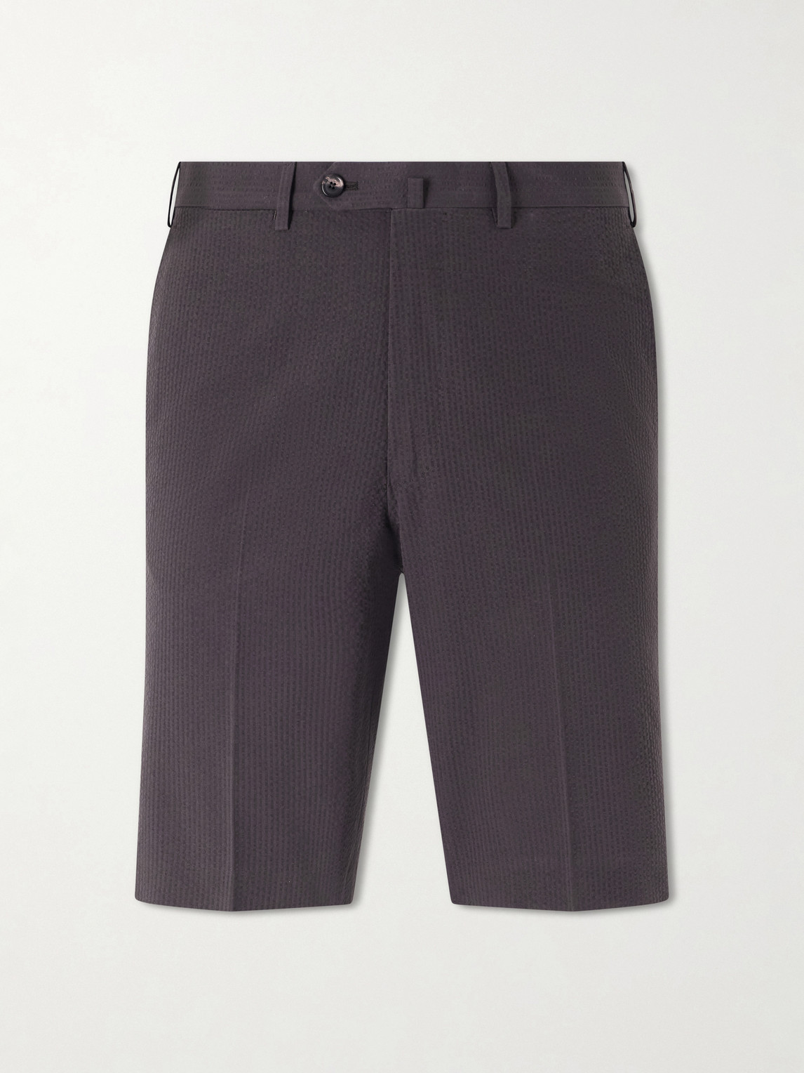 De Petrillo Straight-leg Cotton-seersucker Shorts In Brown