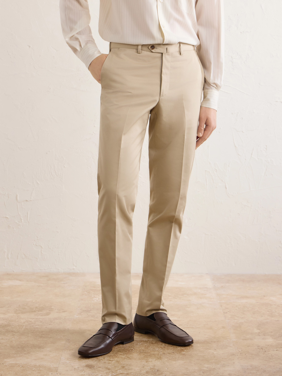Tapered Cotton-Twill Suit Trousers