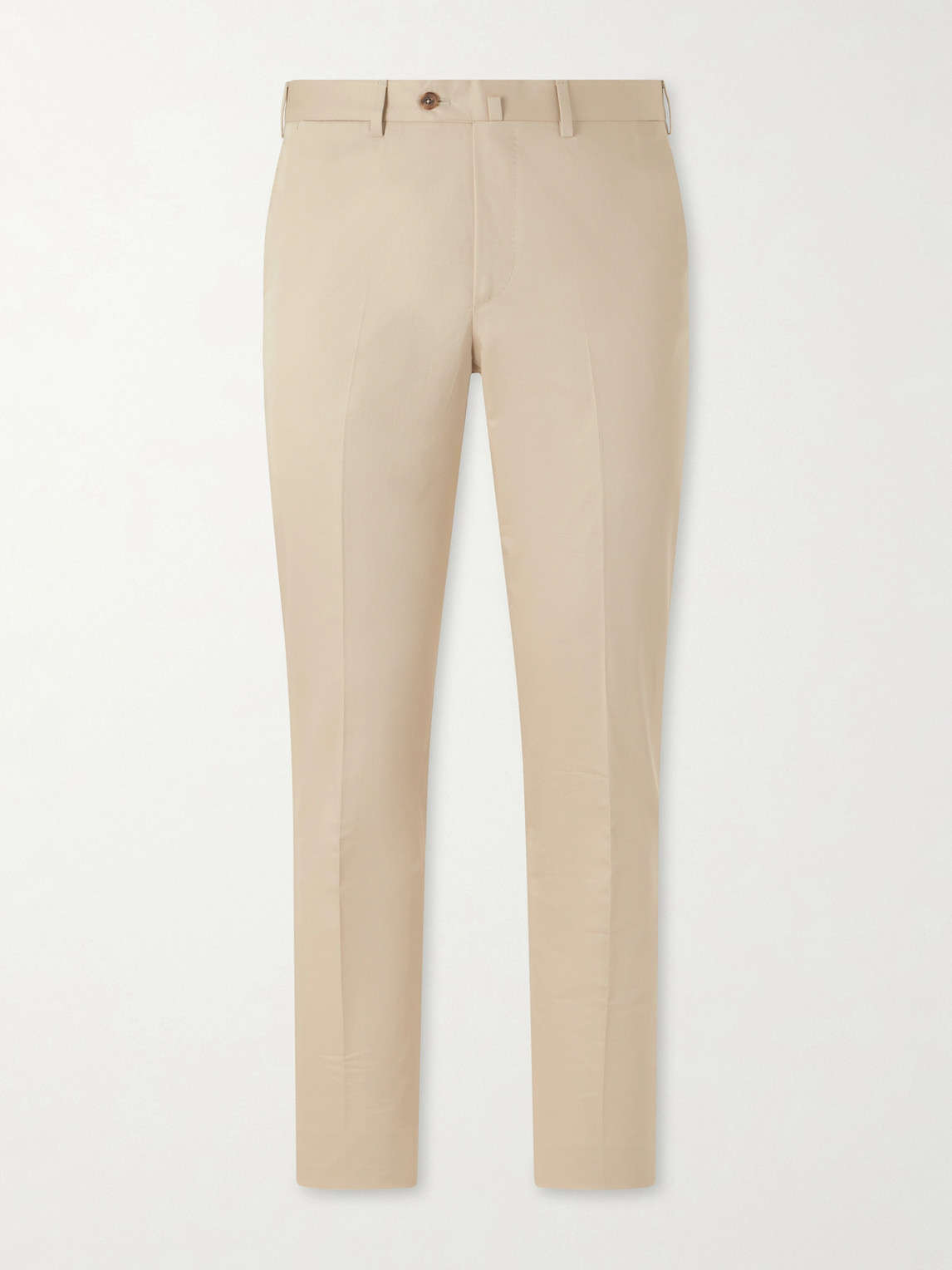 De Petrillo Tapered Cotton-twill Suit Trousers In Neutral